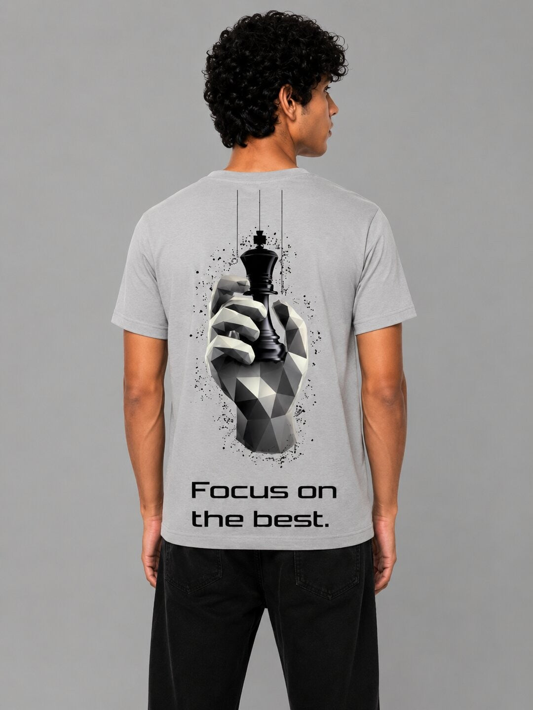 Chess Hand Printed Round Neck Regular Pre-customized Tshirt for Men