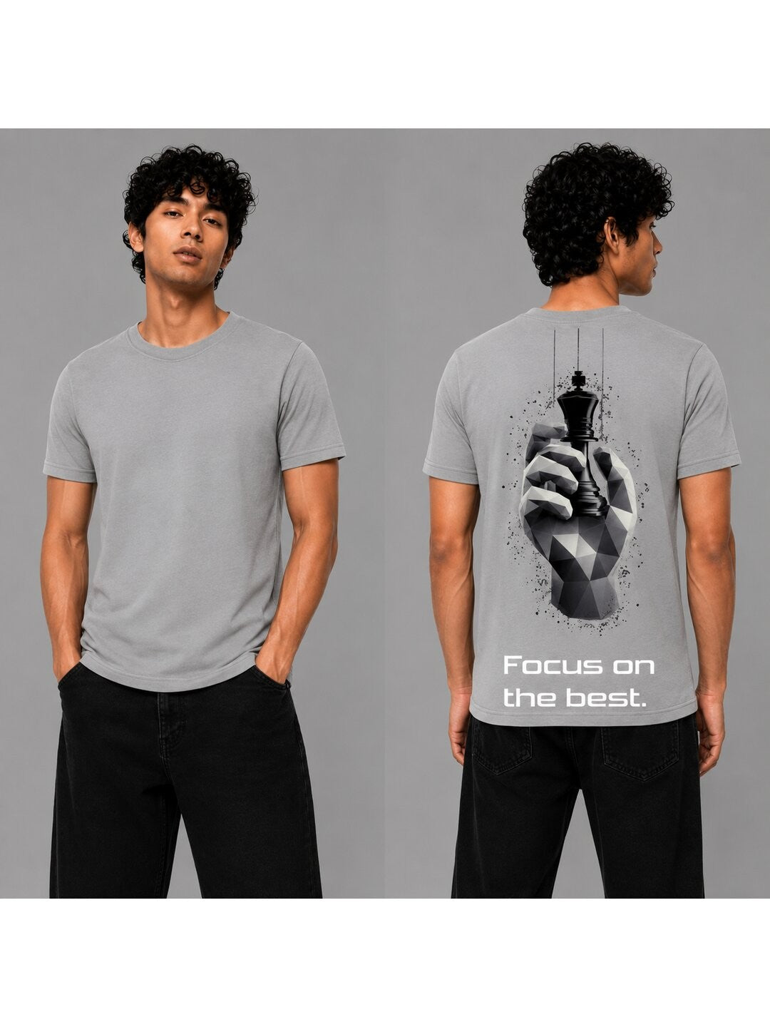 Chess Hand Printed Round Neck Regular Pre-customized Tshirt for Men