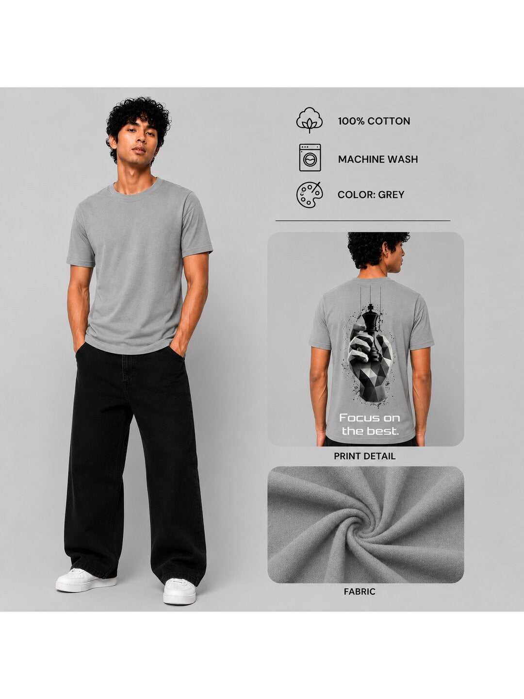 Chess Hand Printed Round Neck Regular Pre-customized Tshirt for Men