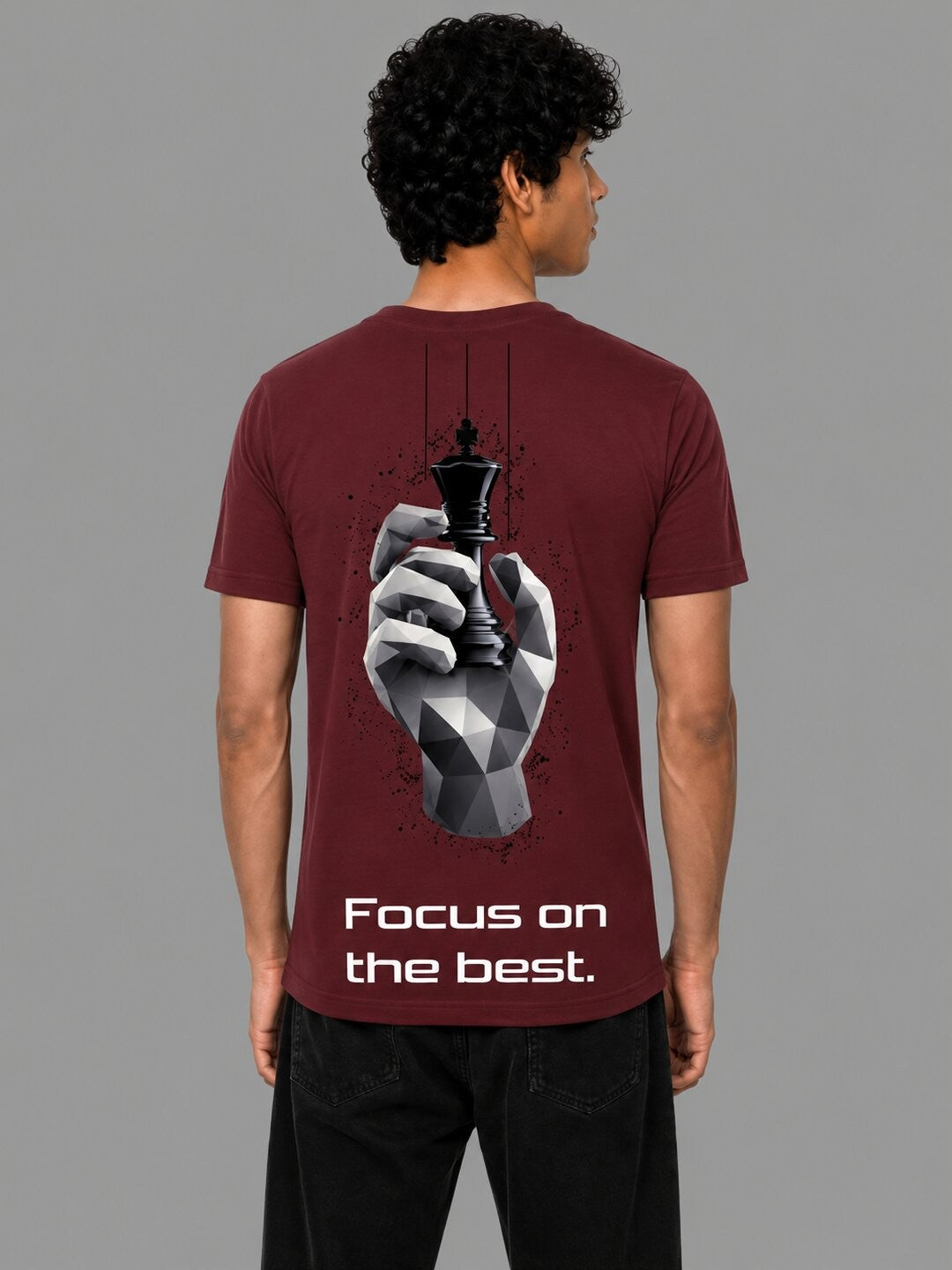 Chess Hand Printed Round Neck Regular Pre-customized Tshirt for Men