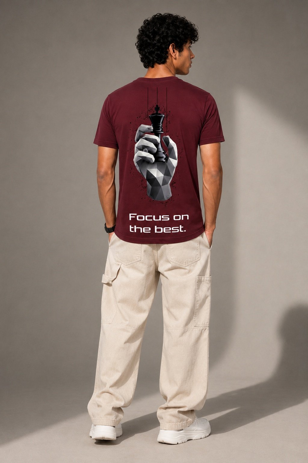 Chess Hand Printed Round Neck Regular Pre-customized Tshirt for Men