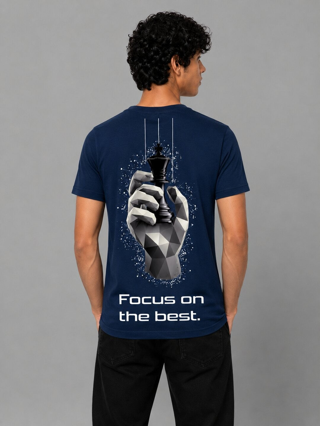 Chess Hand Printed Round Neck Regular Pre-customized Tshirt for Men