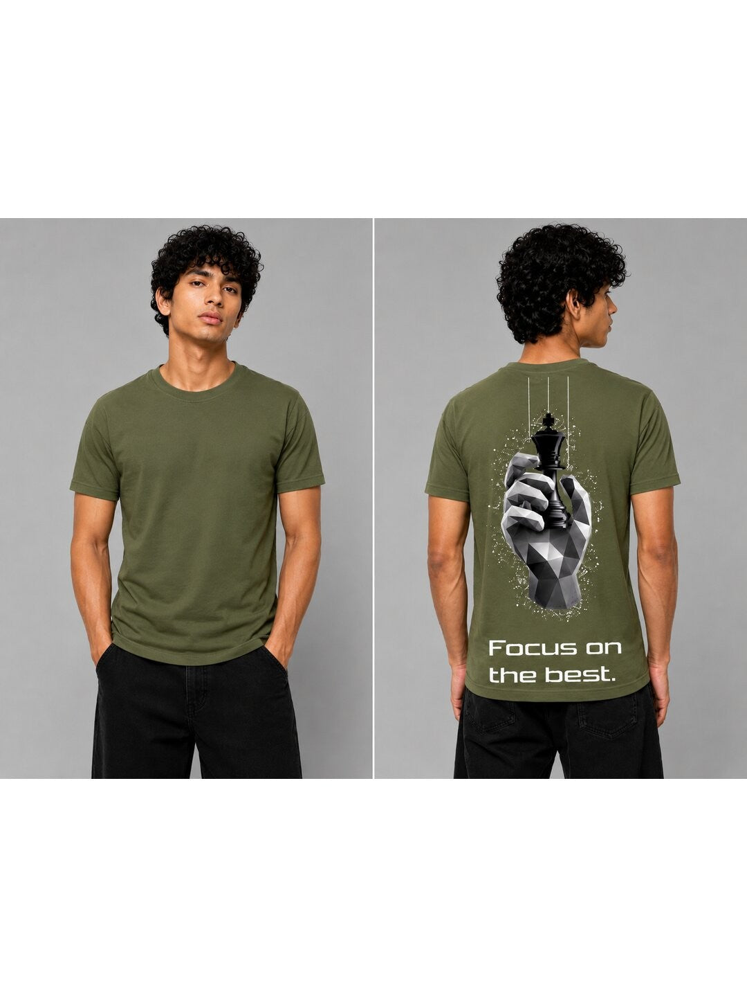 Chess Hand Printed Round Neck Regular Pre-customized Tshirt for Men
