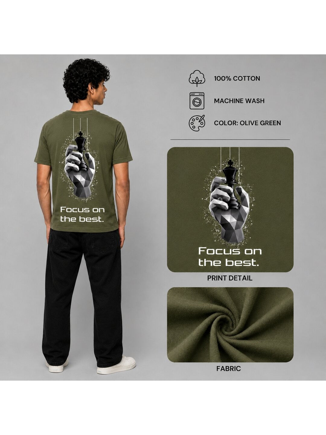 Chess Hand Printed Round Neck Regular Pre-customized Tshirt for Men