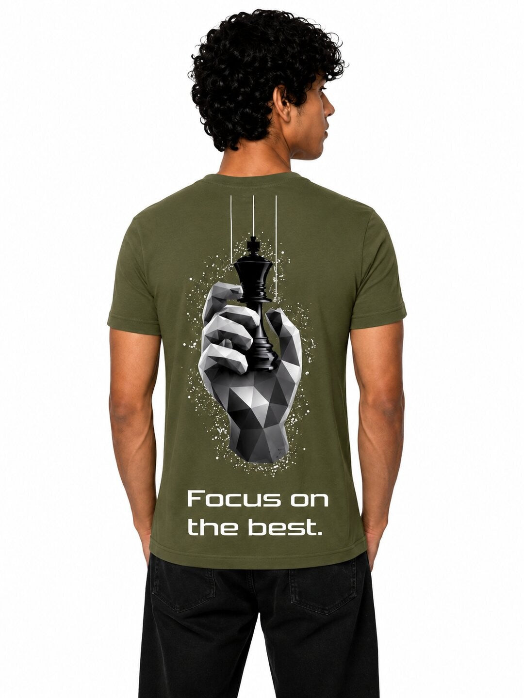Chess Hand Printed Round Neck Regular Pre-customized Tshirt for Men