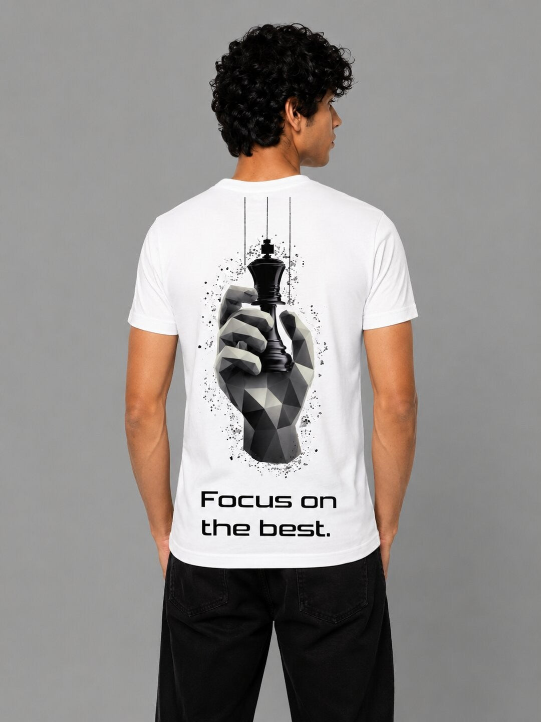 Chess Hand Printed Round Neck Regular Pre-customized Tshirt for Men