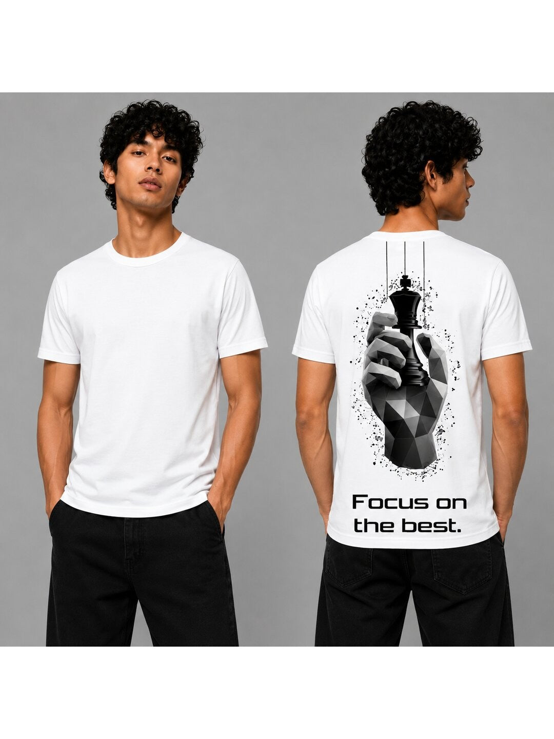 Chess Hand Printed Round Neck Regular Pre-customized Tshirt for Men