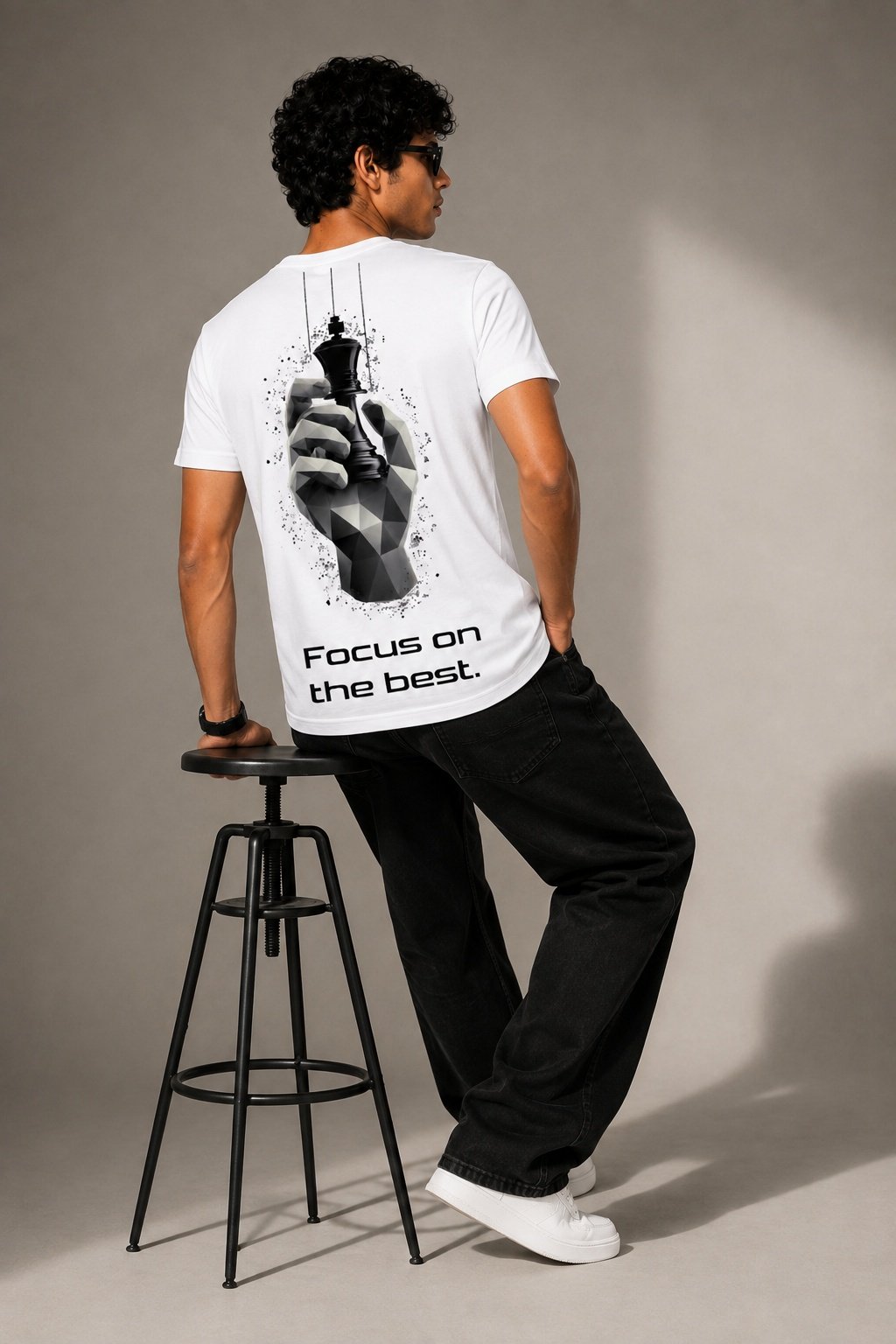Chess Hand Printed Round Neck Regular Pre-customized Tshirt for Men