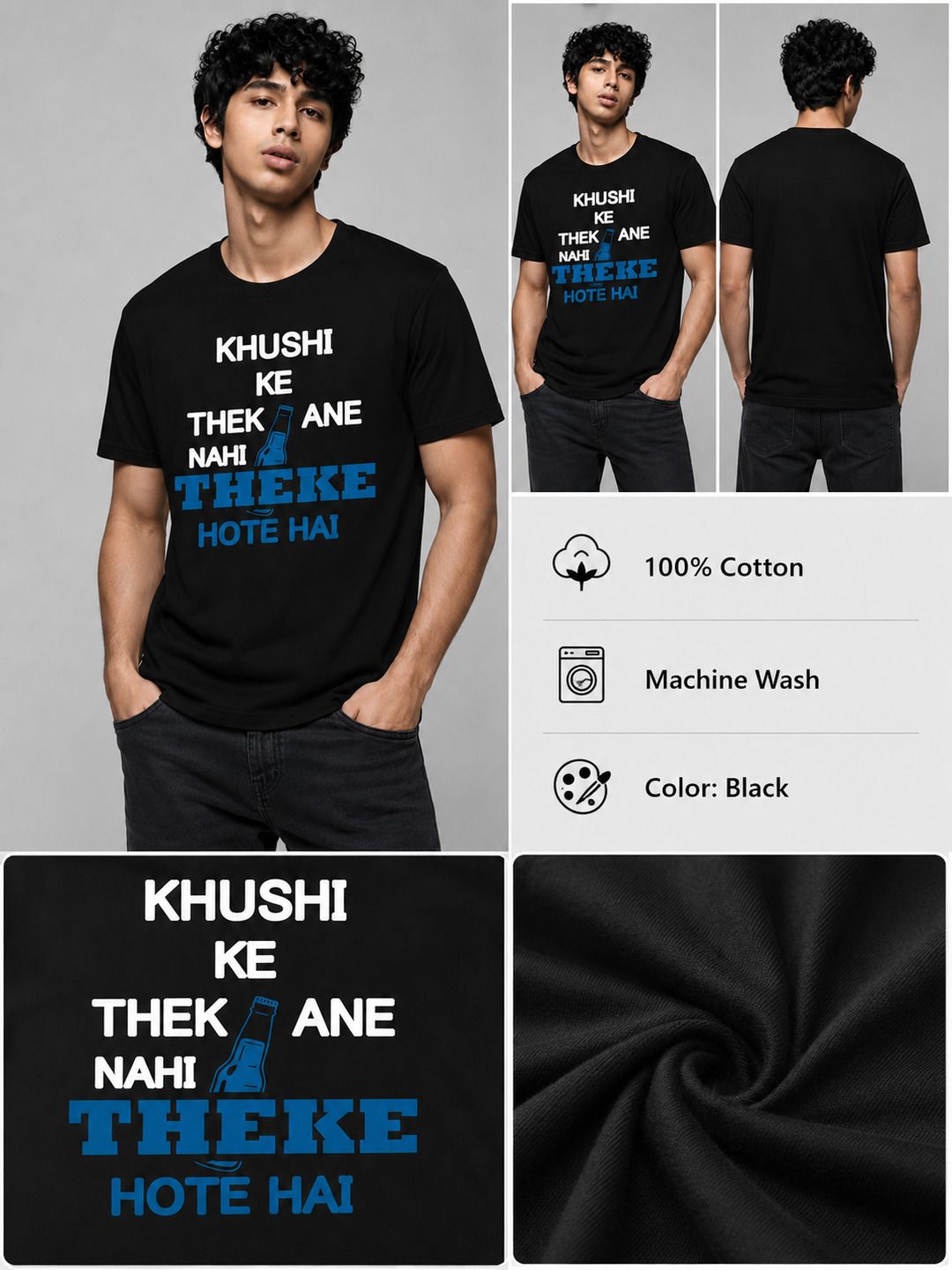 Ink Slogan Printed Round Neck Regular Pre-customized Tshirt for Men