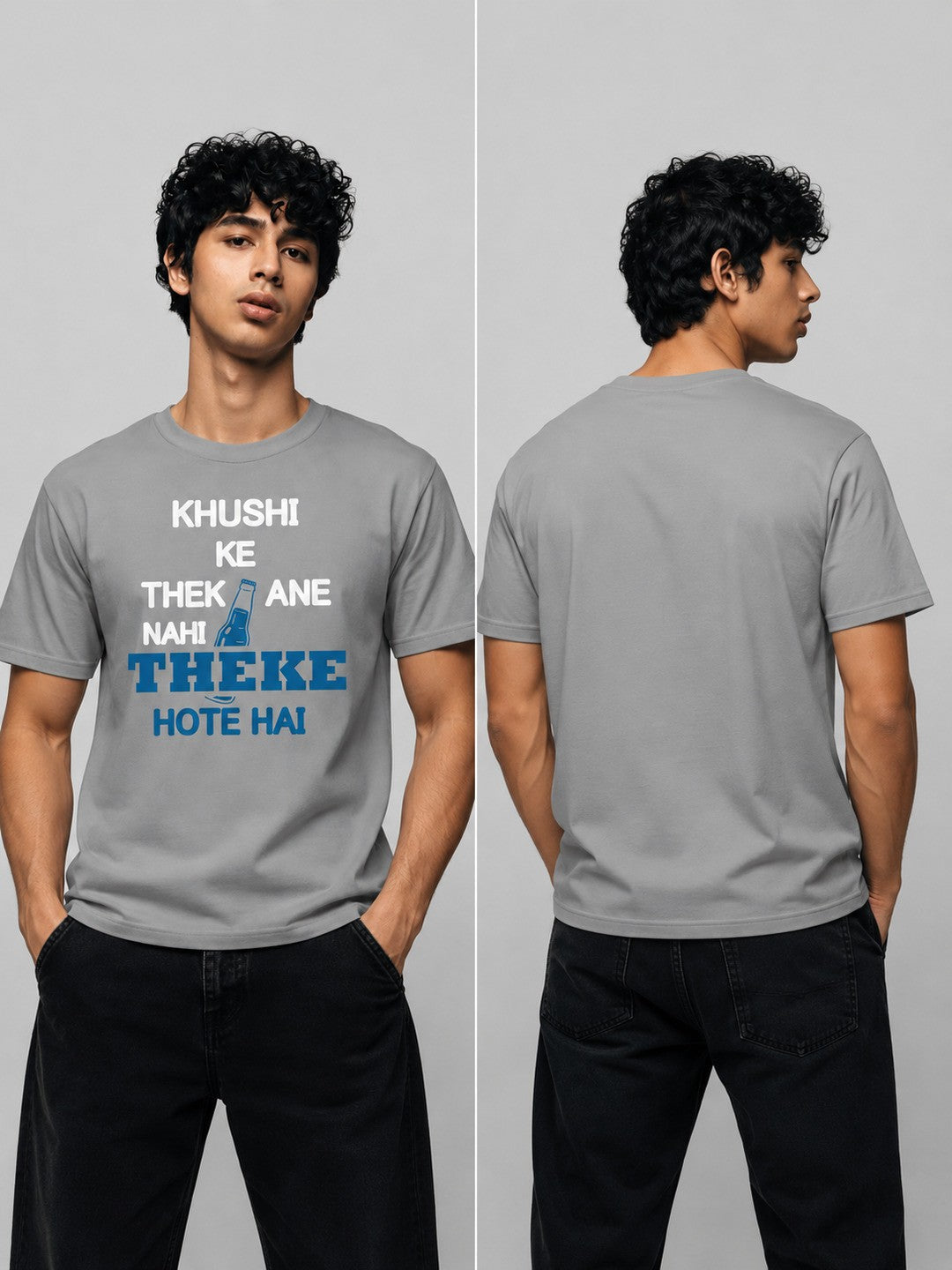 Ink Slogan Printed Round Neck Regular Pre-customized Tshirt for Men