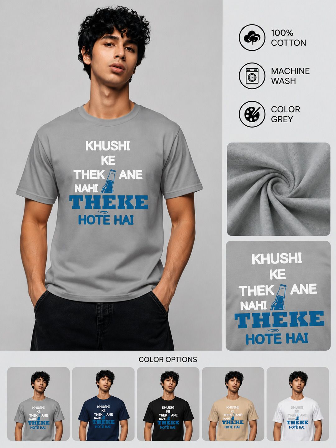 Ink Slogan Printed Round Neck Regular Pre-customized Tshirt for Men