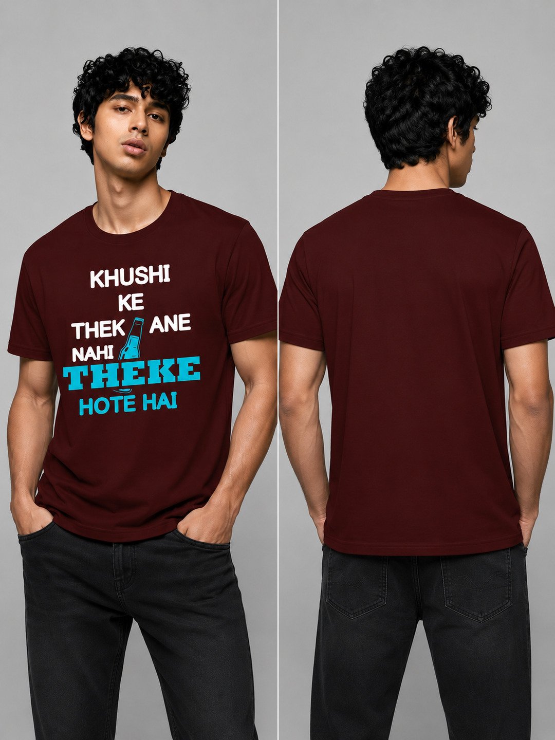 Ink Slogan Printed Round Neck Regular Pre-customized Tshirt for Men