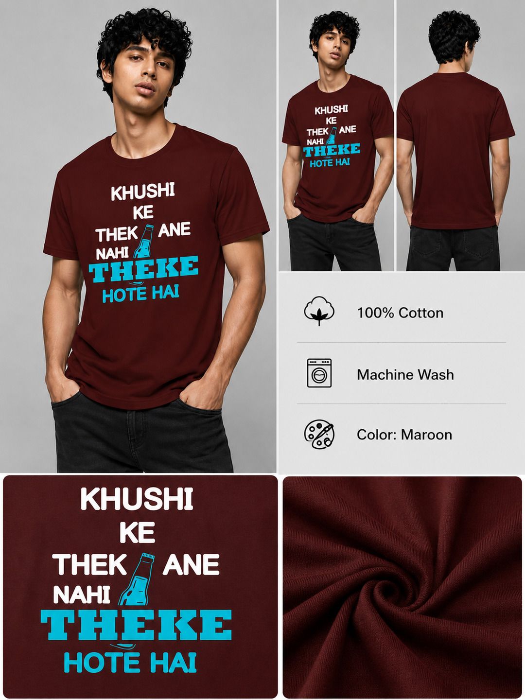 Ink Slogan Printed Round Neck Regular Pre-customized Tshirt for Men