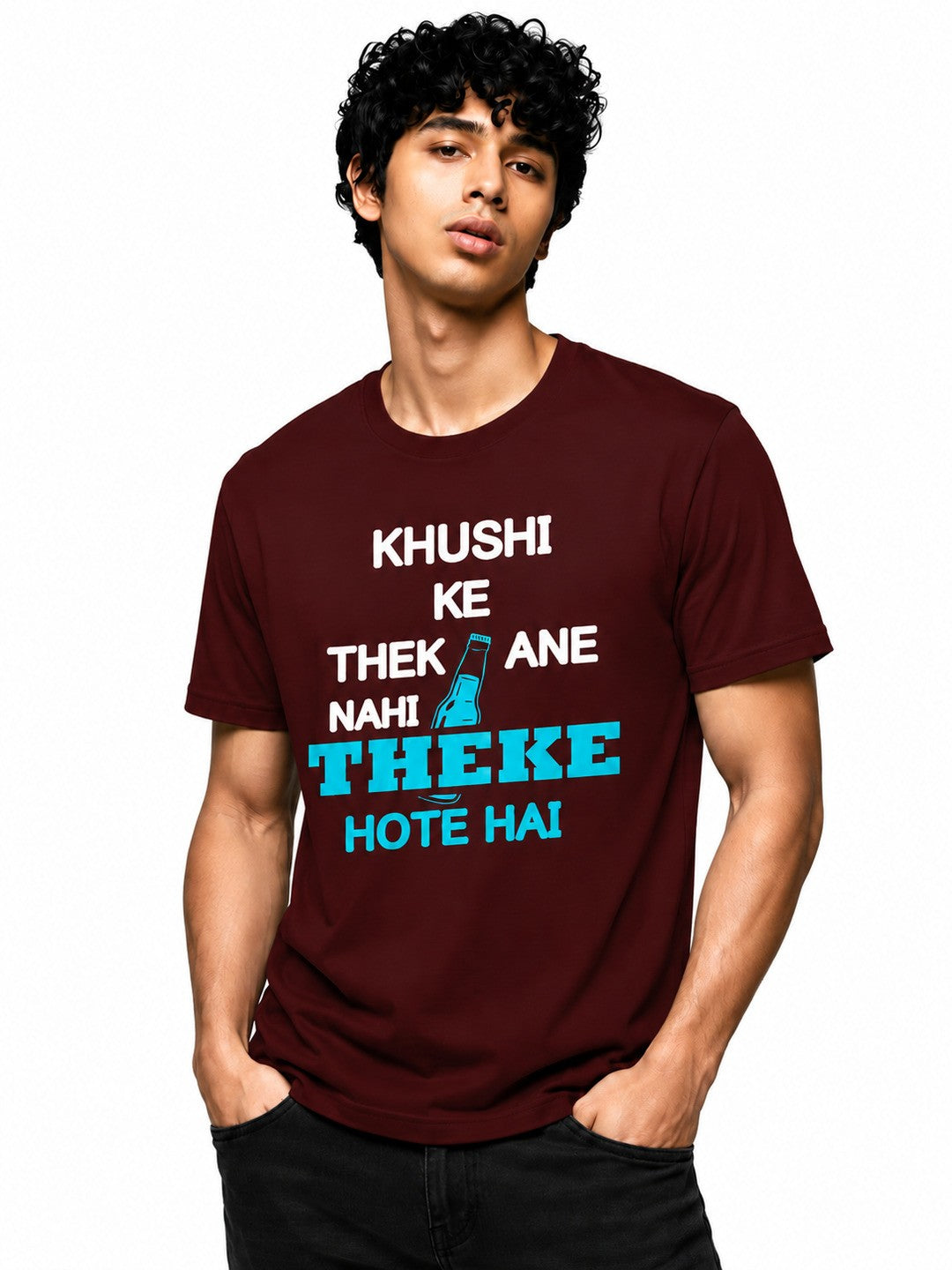 Ink Slogan Printed Round Neck Regular Pre-customized Tshirt for Men