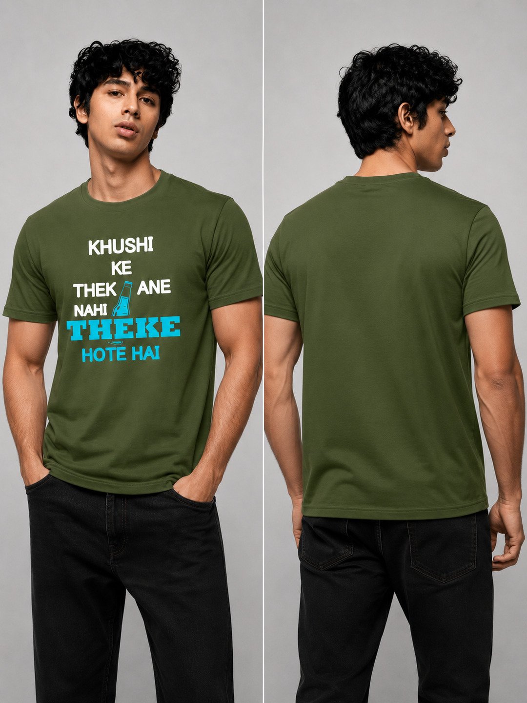 Ink Slogan Printed Round Neck Regular Pre-customized Tshirt for Men