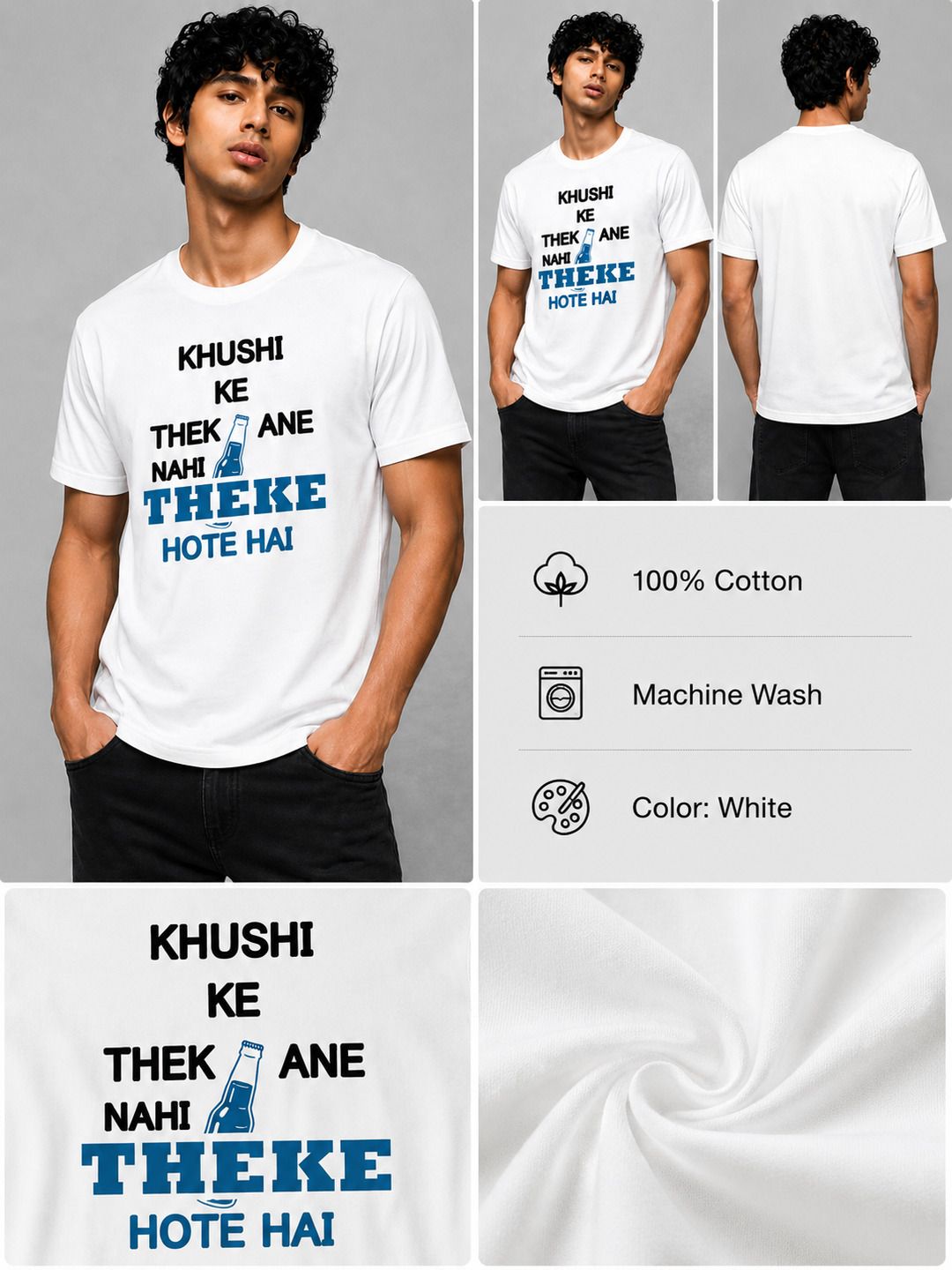 Ink Slogan Printed Round Neck Regular Pre-customized Tshirt for Men