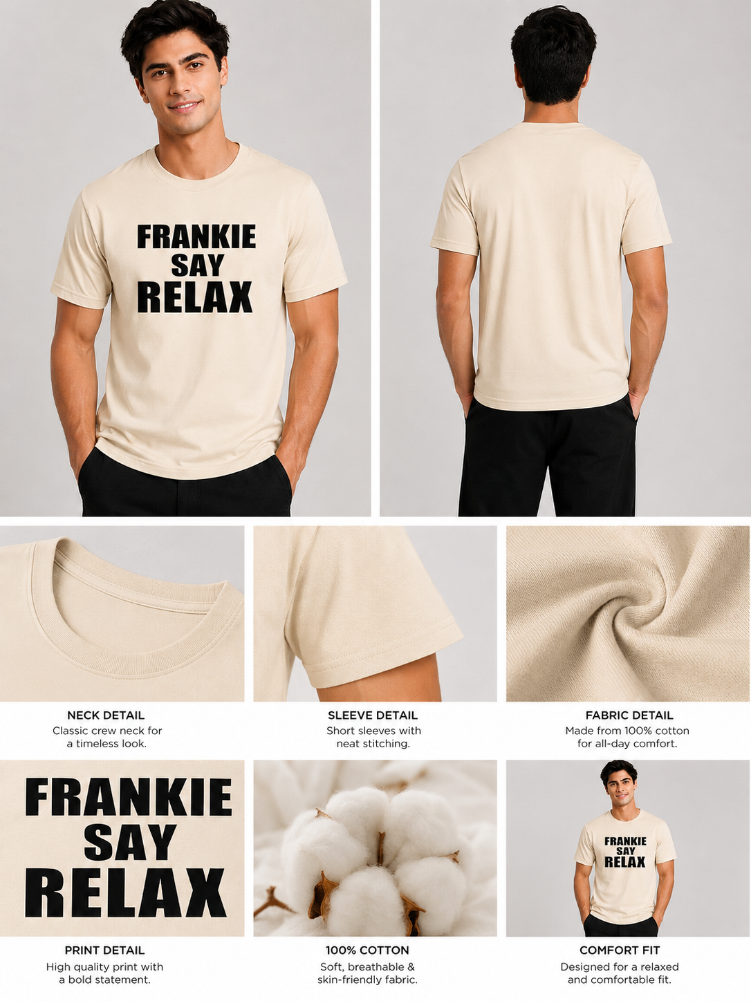 Frankie Printed Round Neck Regular Pre-customized Tshirt for Men