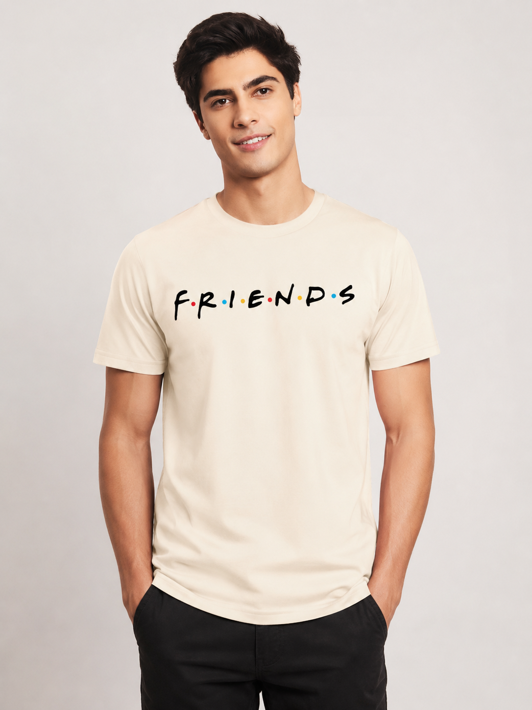 FriendsOG Printed Round Neck Regular Pre-customized Tshirt for Men