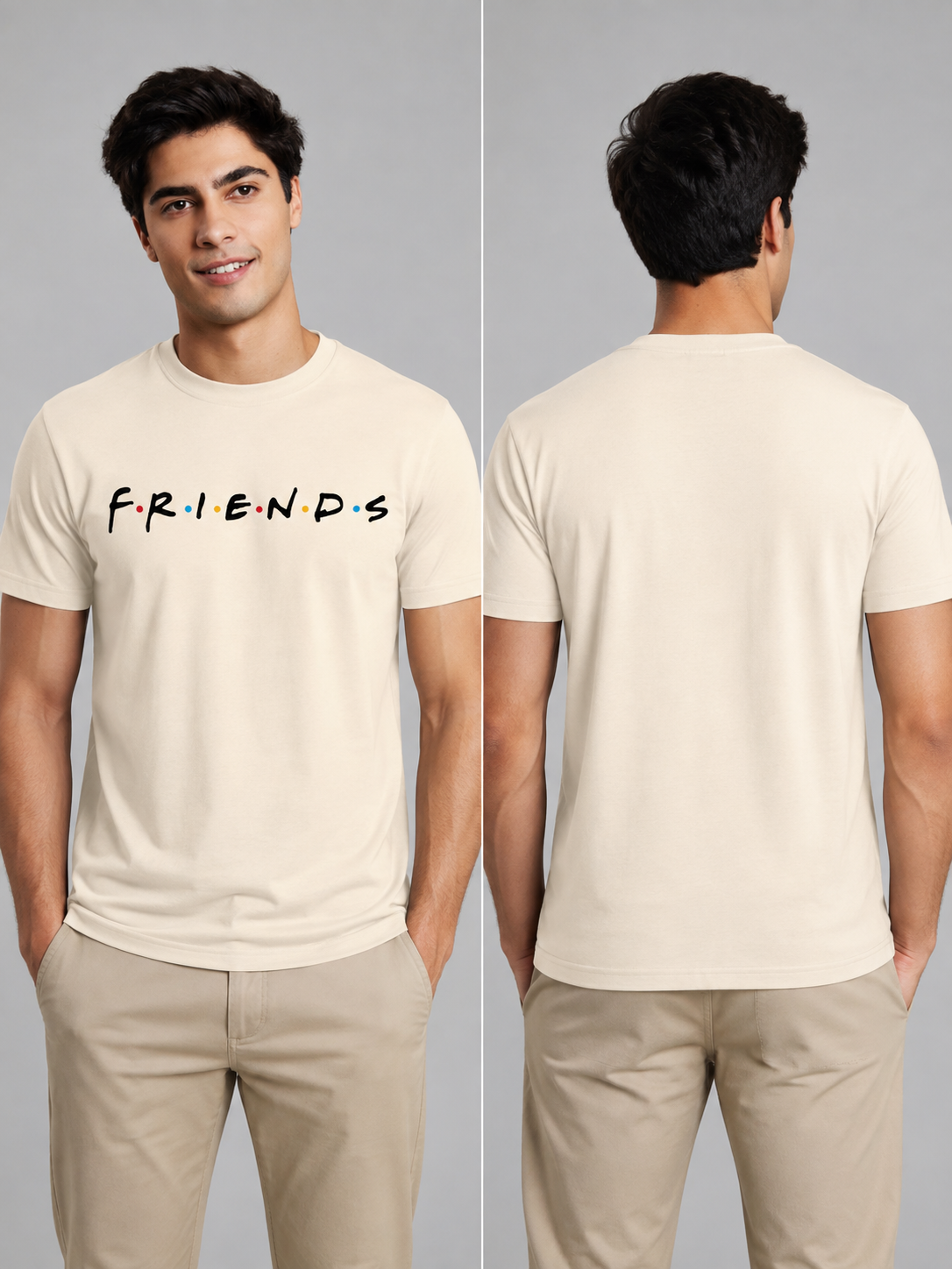 FriendsOG Printed Round Neck Regular Pre-customized Tshirt for Men