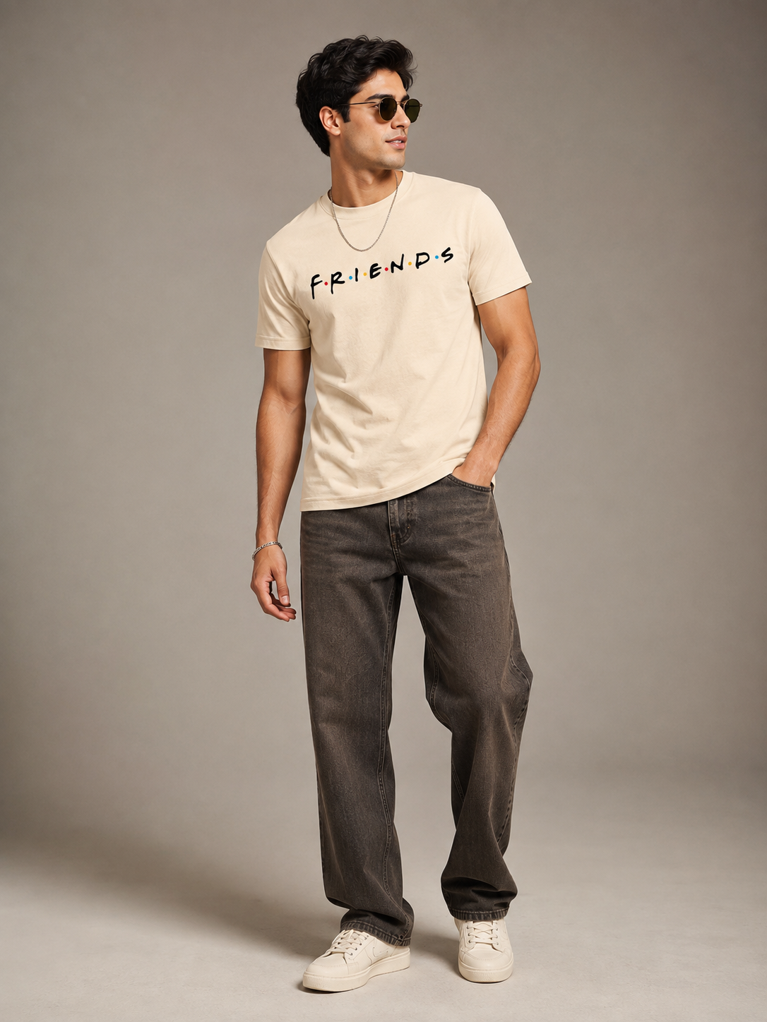 FriendsOG Printed Round Neck Regular Pre-customized Tshirt for Men