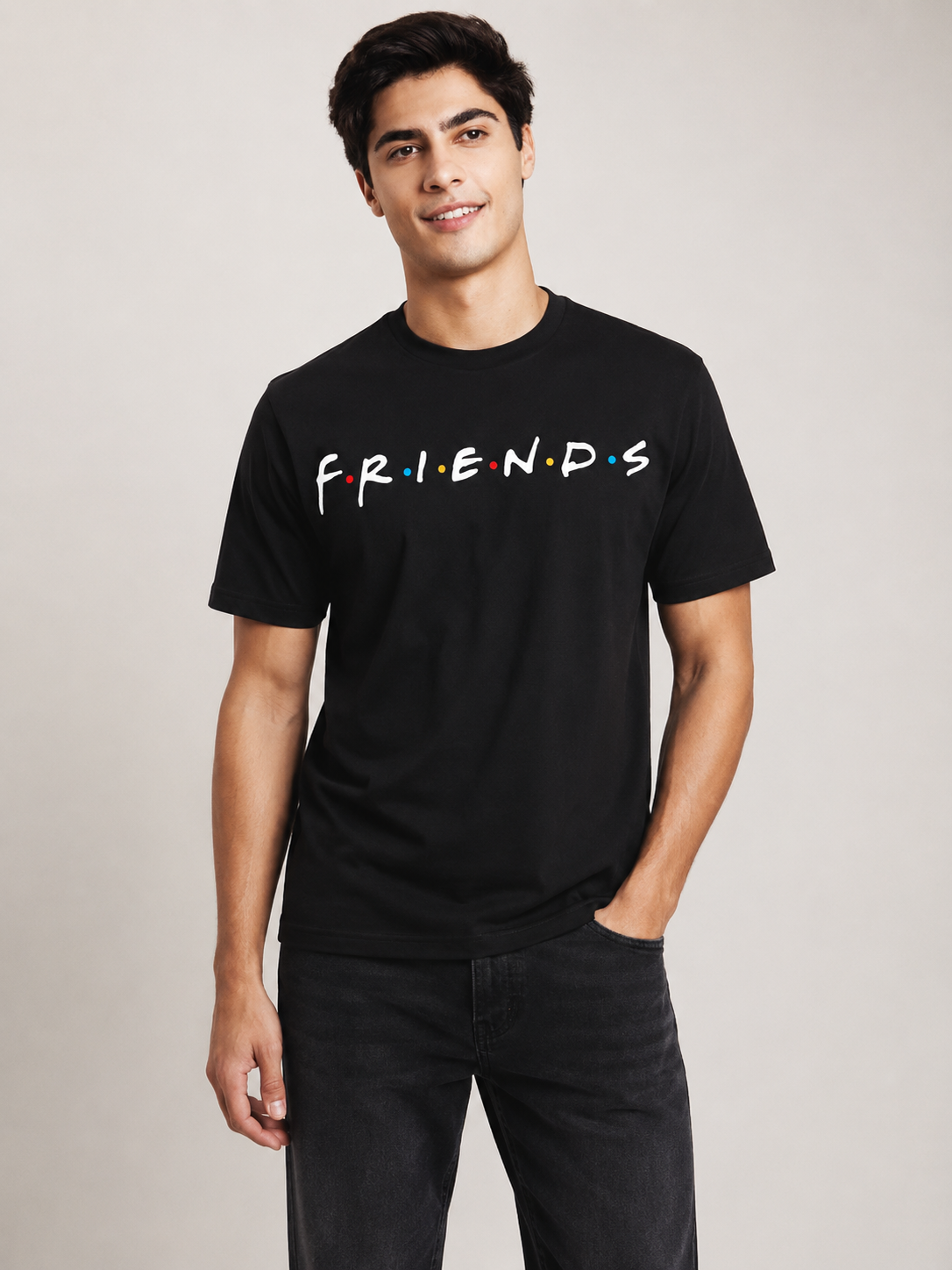 FriendsOG Printed Round Neck Regular Pre-customized Tshirt for Men