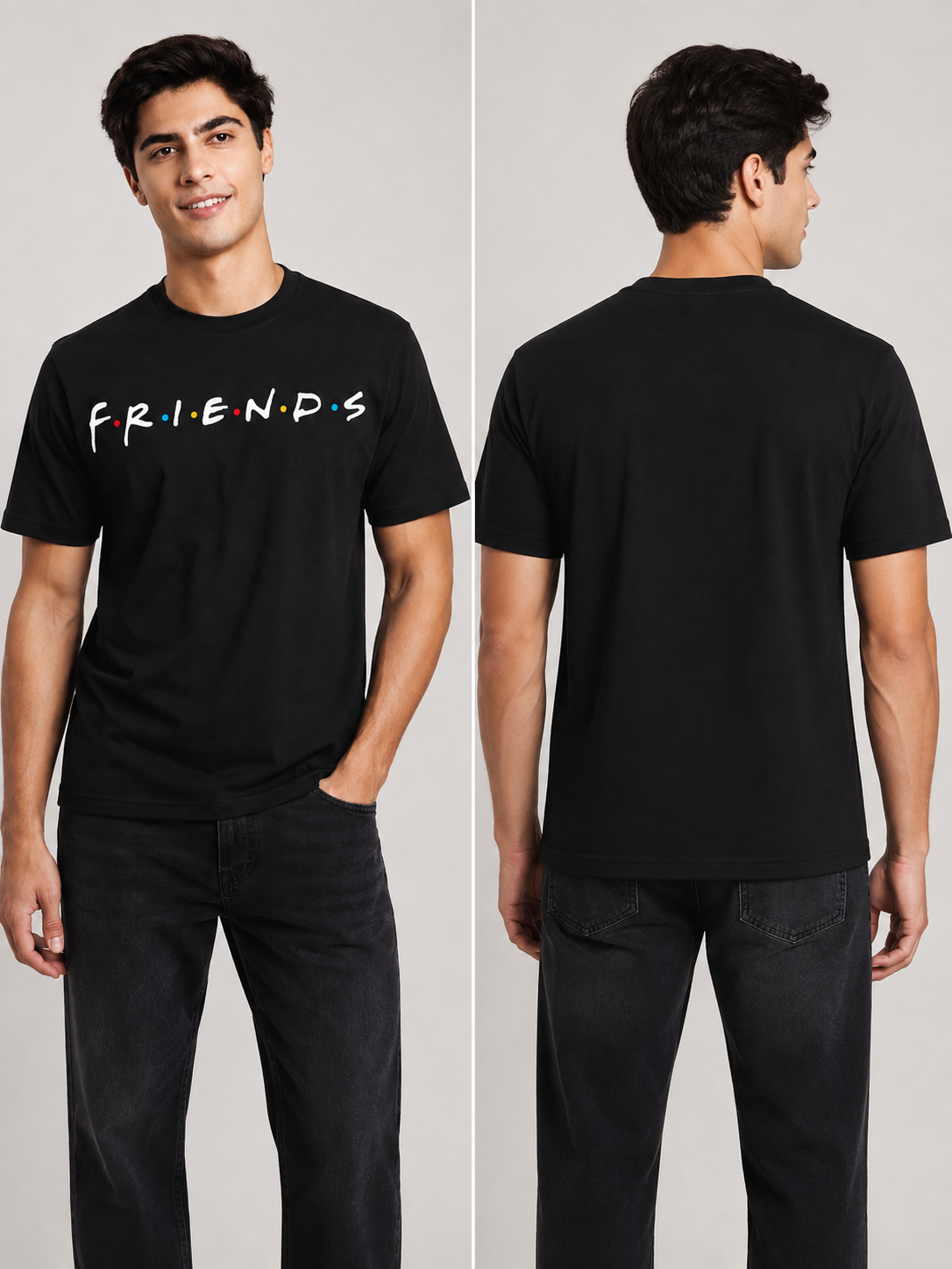 FriendsOG Printed Round Neck Regular Pre-customized Tshirt for Men