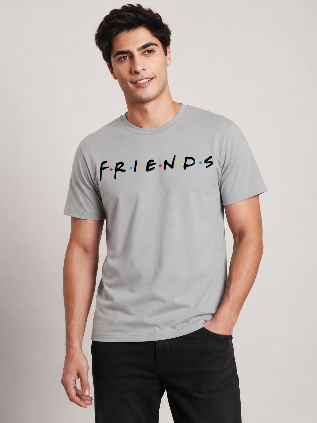 FriendsOG Printed Round Neck Regular Pre-customized Tshirt for Men