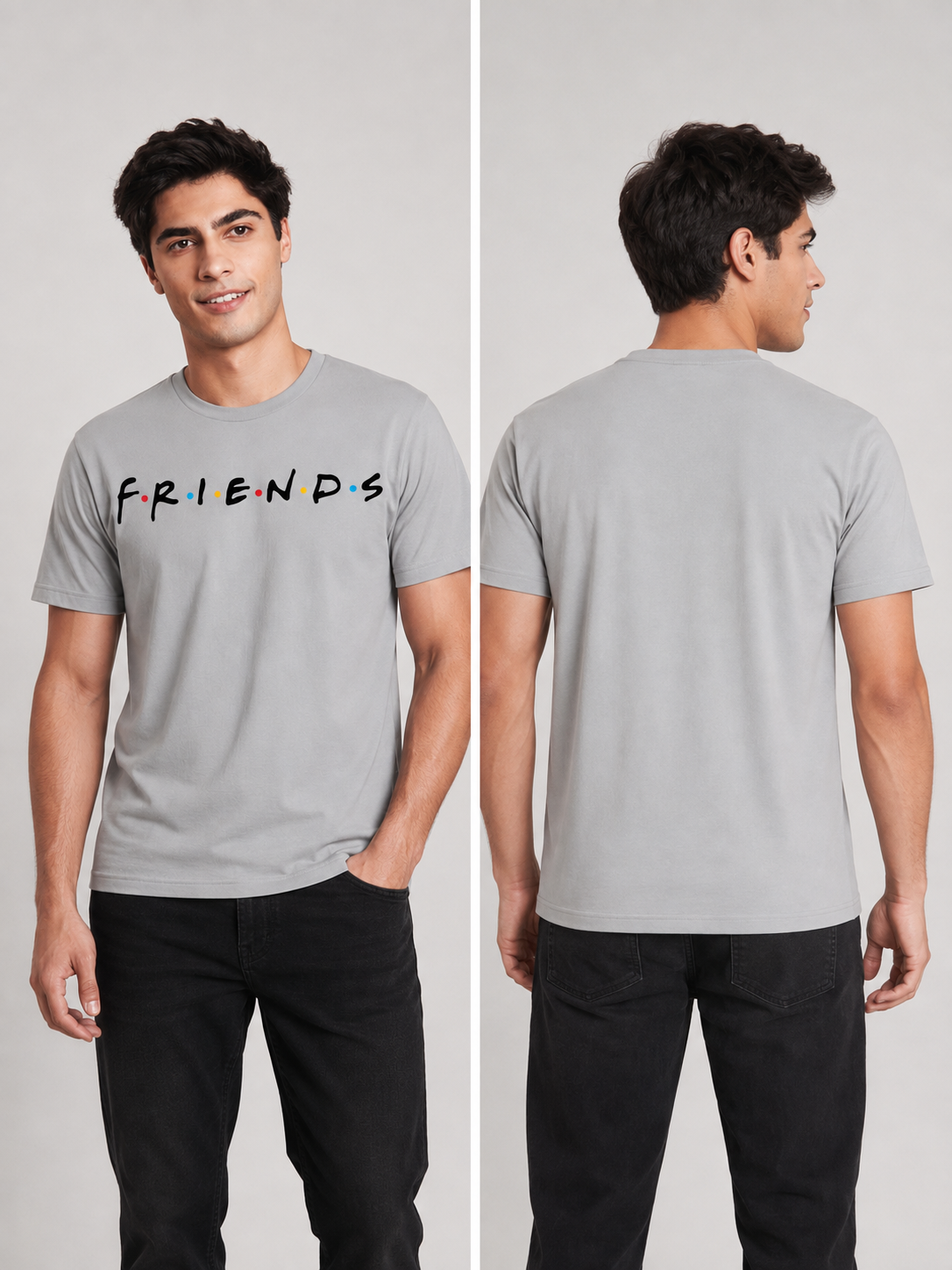 FriendsOG Printed Round Neck Regular Pre-customized Tshirt for Men