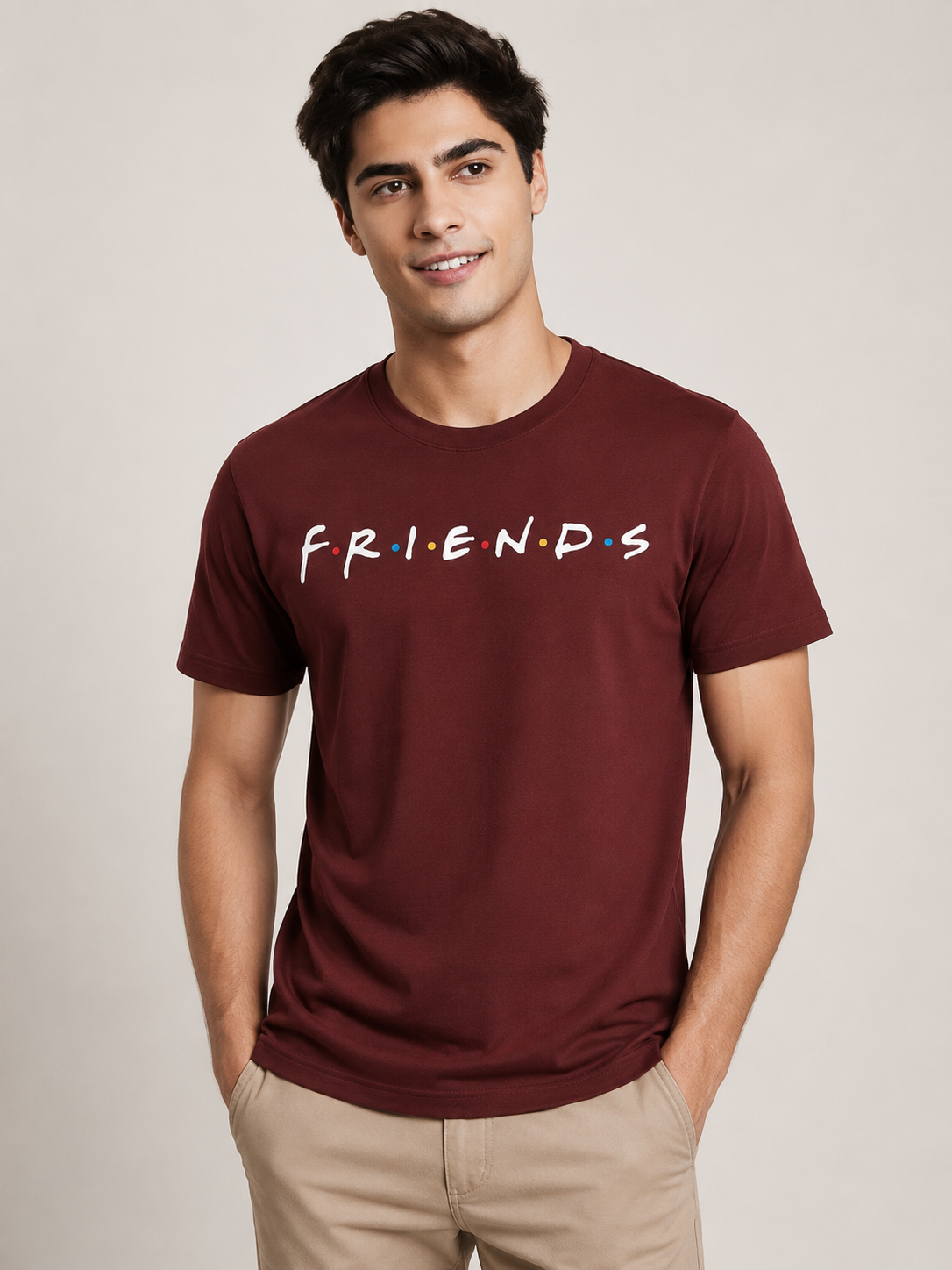 FriendsOG Printed Round Neck Regular Pre-customized Tshirt for Men