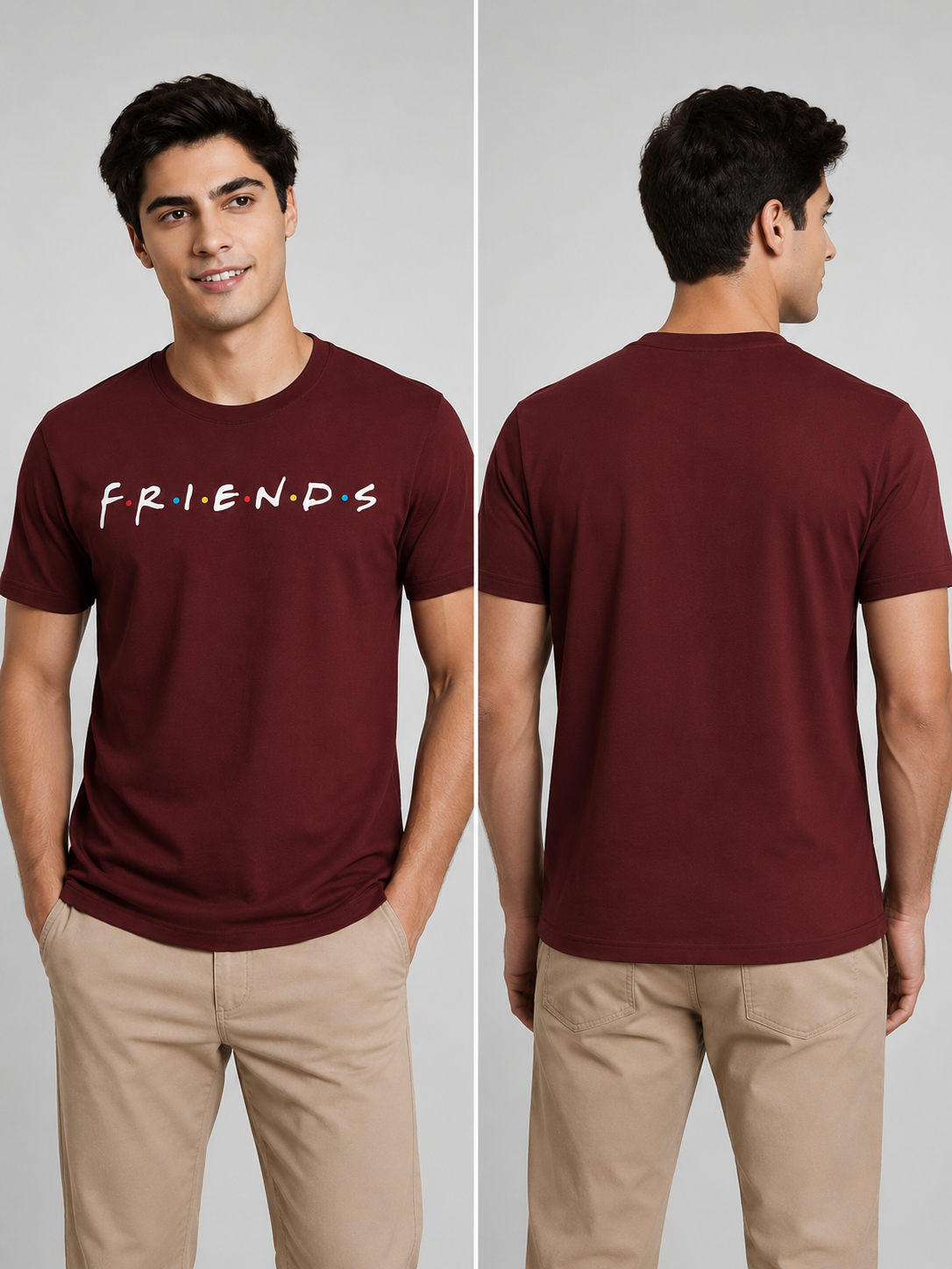 FriendsOG Printed Round Neck Regular Pre-customized Tshirt for Men