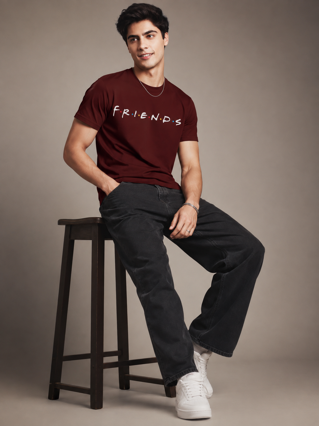 FriendsOG Printed Round Neck Regular Pre-customized Tshirt for Men