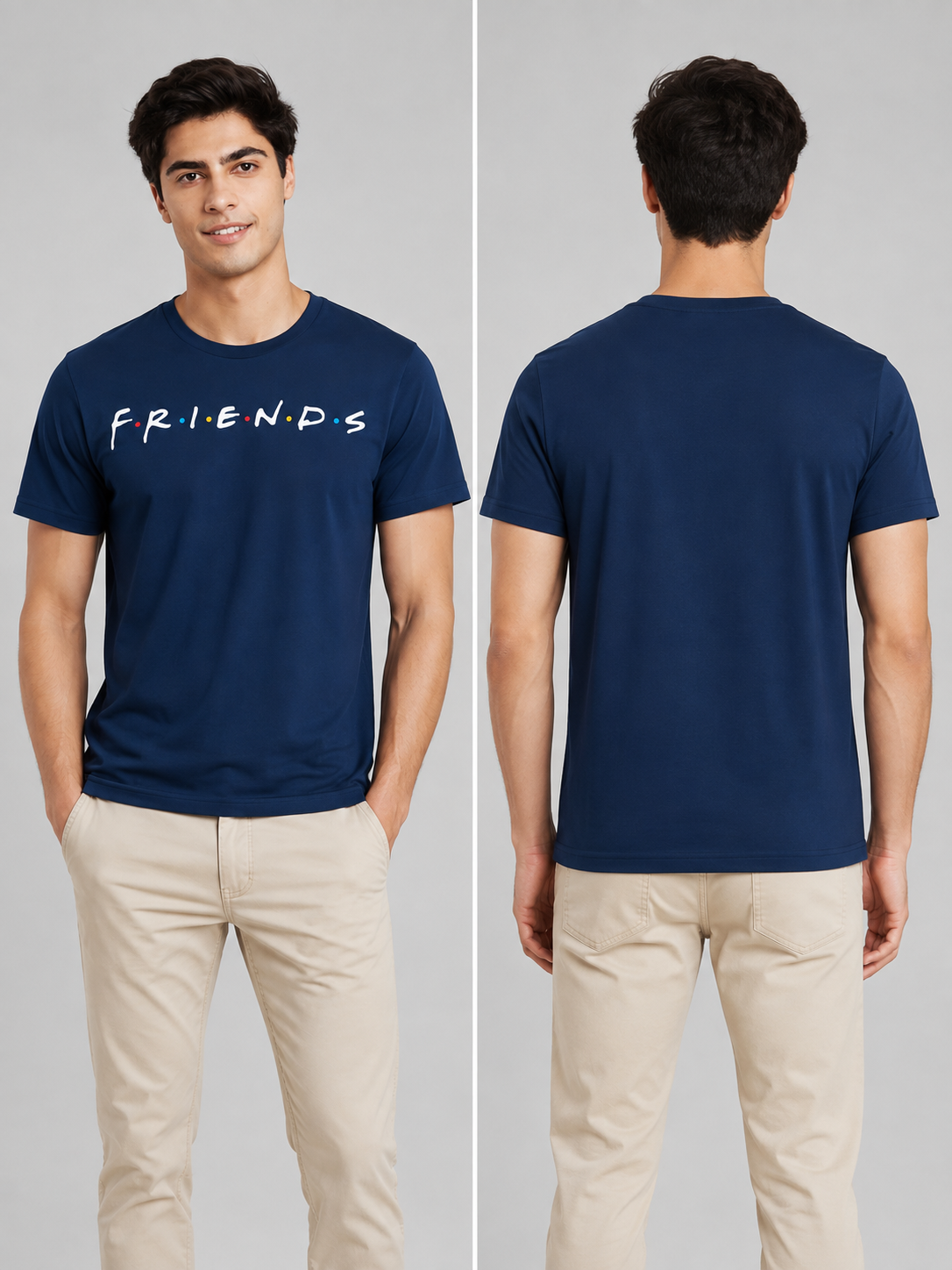 FriendsOG Printed Round Neck Regular Pre-customized Tshirt for Men