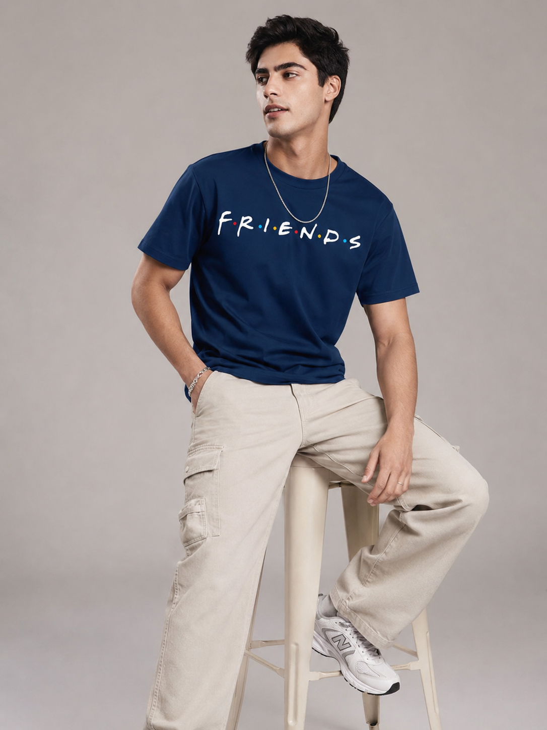 FriendsOG Printed Round Neck Regular Pre-customized Tshirt for Men