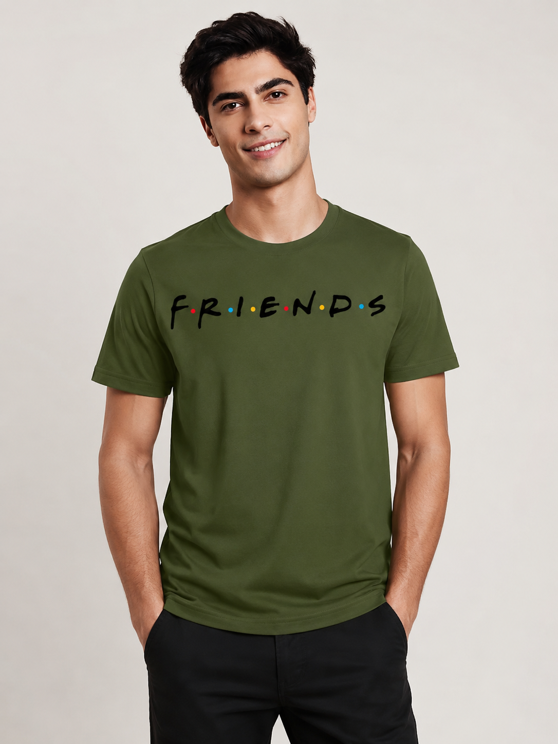 FriendsOG Printed Round Neck Regular Pre-customized Tshirt for Men