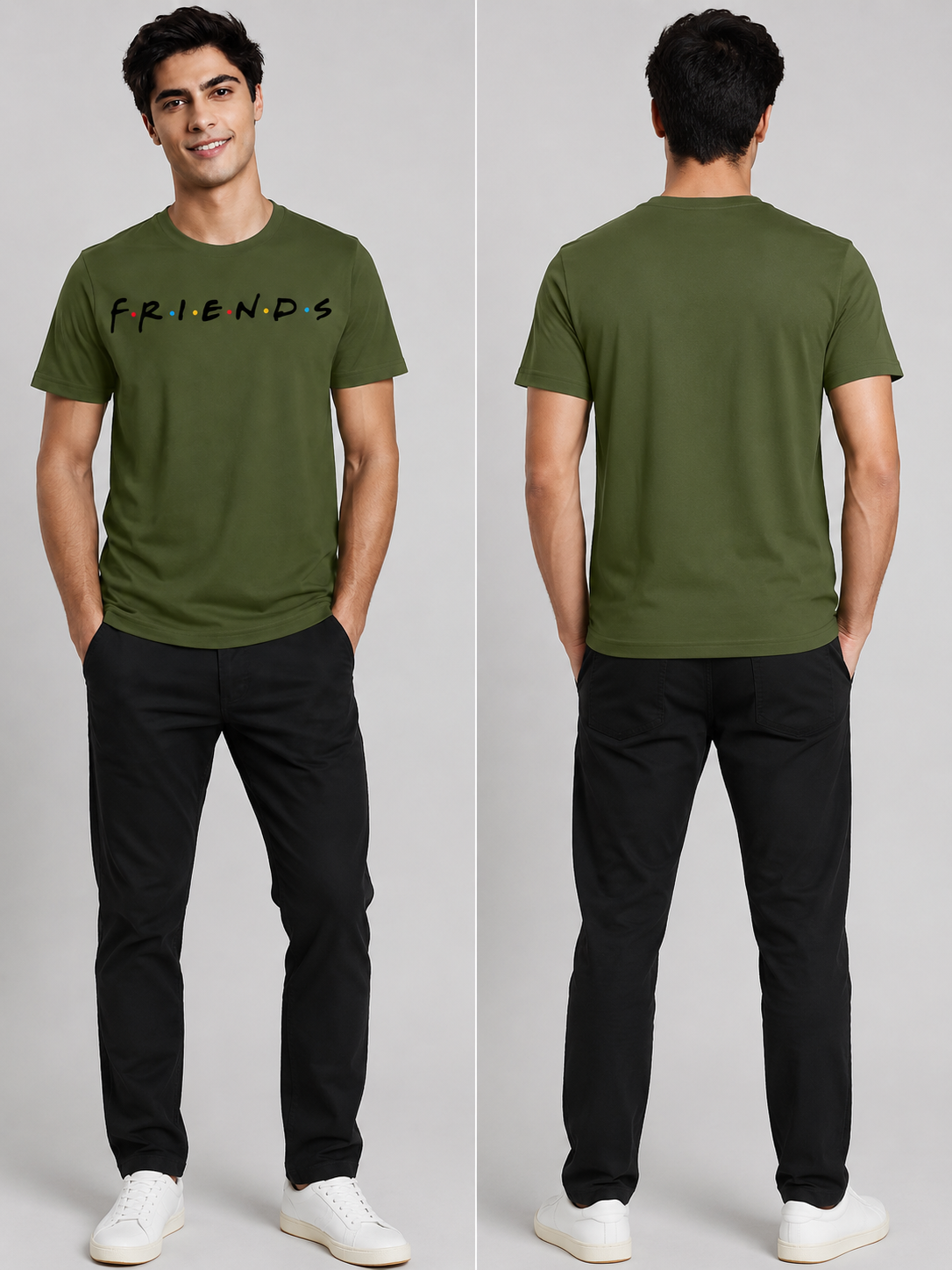 FriendsOG Printed Round Neck Regular Pre-customized Tshirt for Men