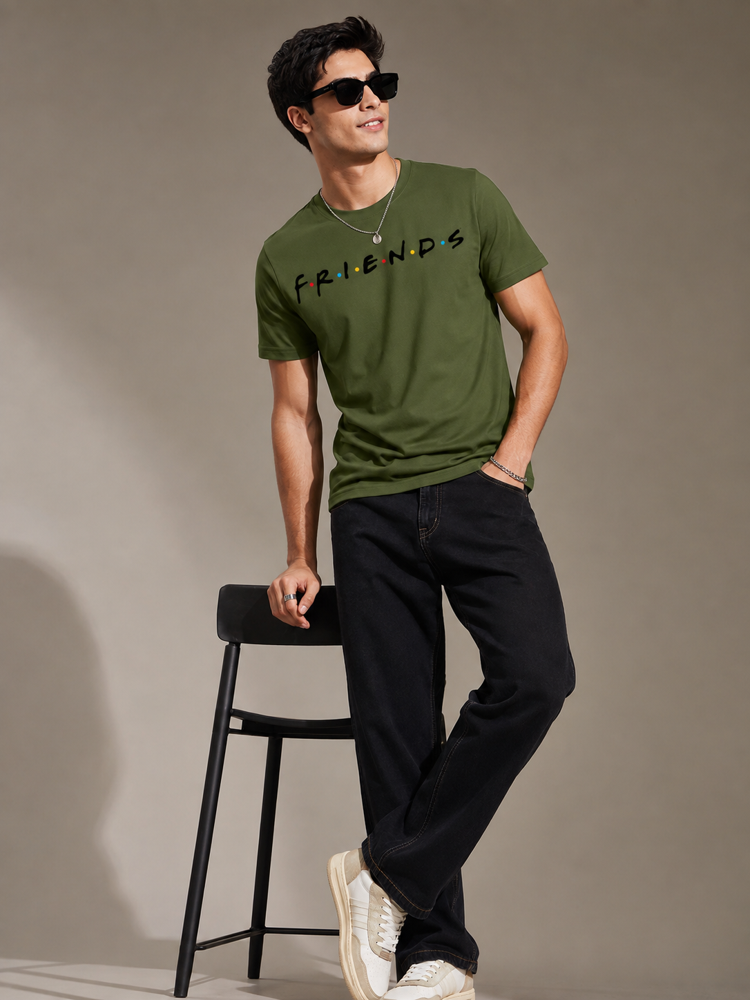 FriendsOG Printed Round Neck Regular Pre-customized Tshirt for Men