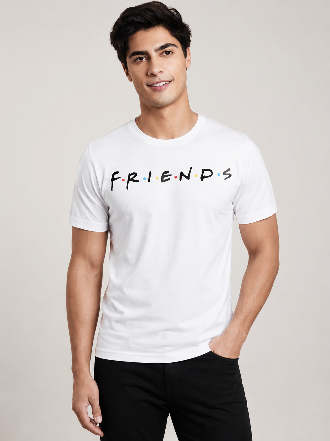 FriendsOG Printed Round Neck Regular Pre-customized Tshirt for Men
