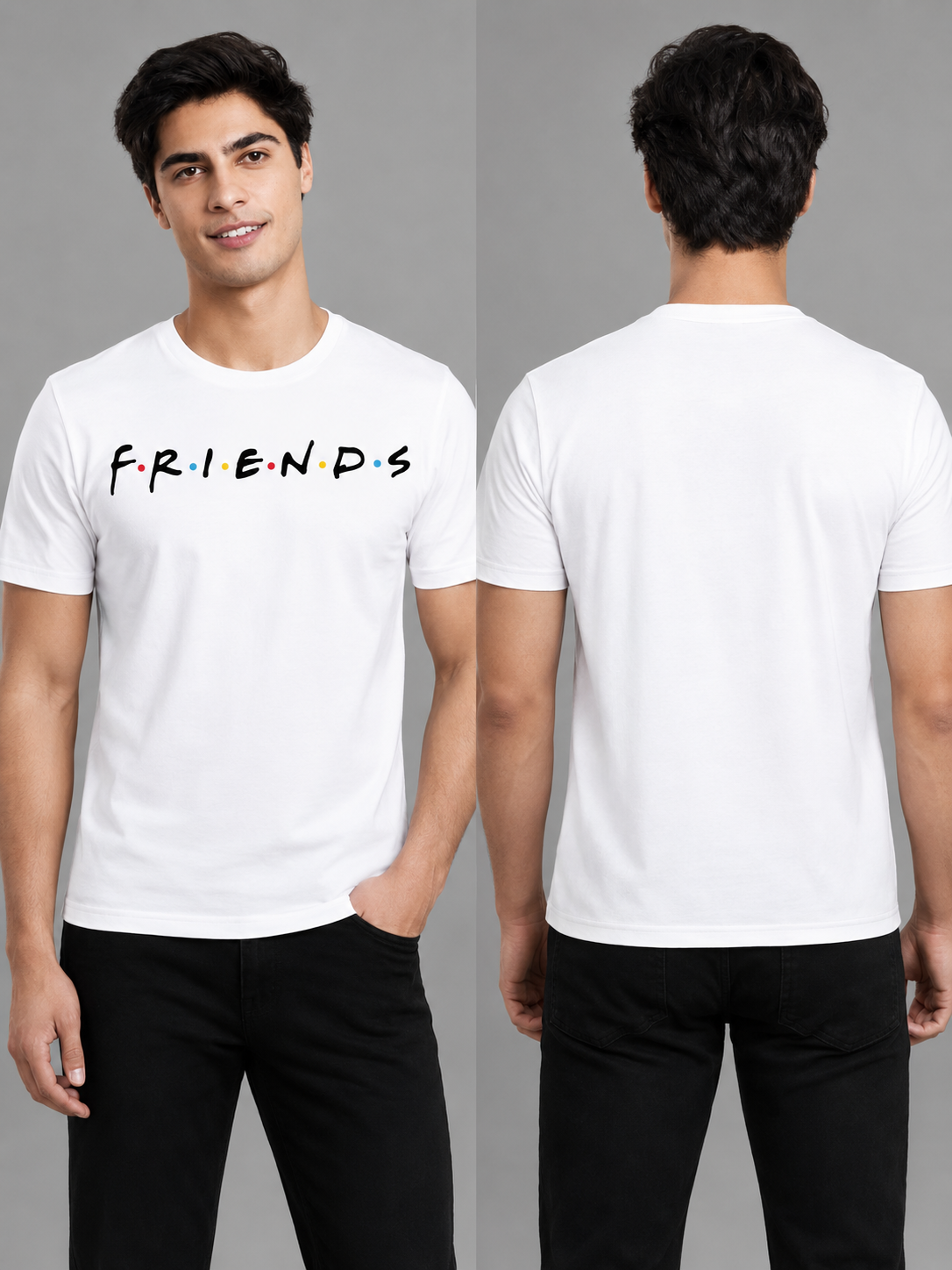 FriendsOG Printed Round Neck Regular Pre-customized Tshirt for Men