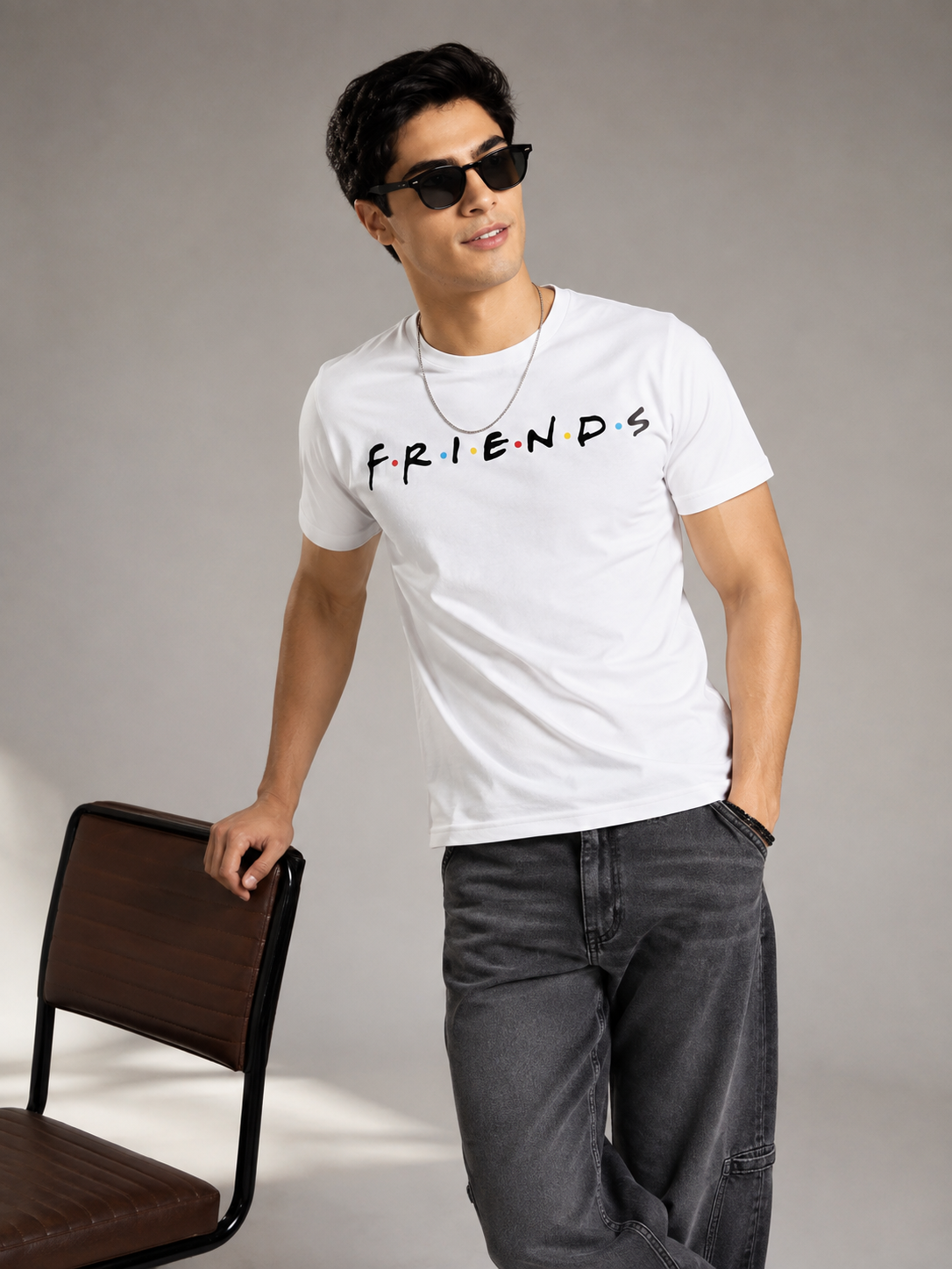 FriendsOG Printed Round Neck Regular Pre-customized Tshirt for Men