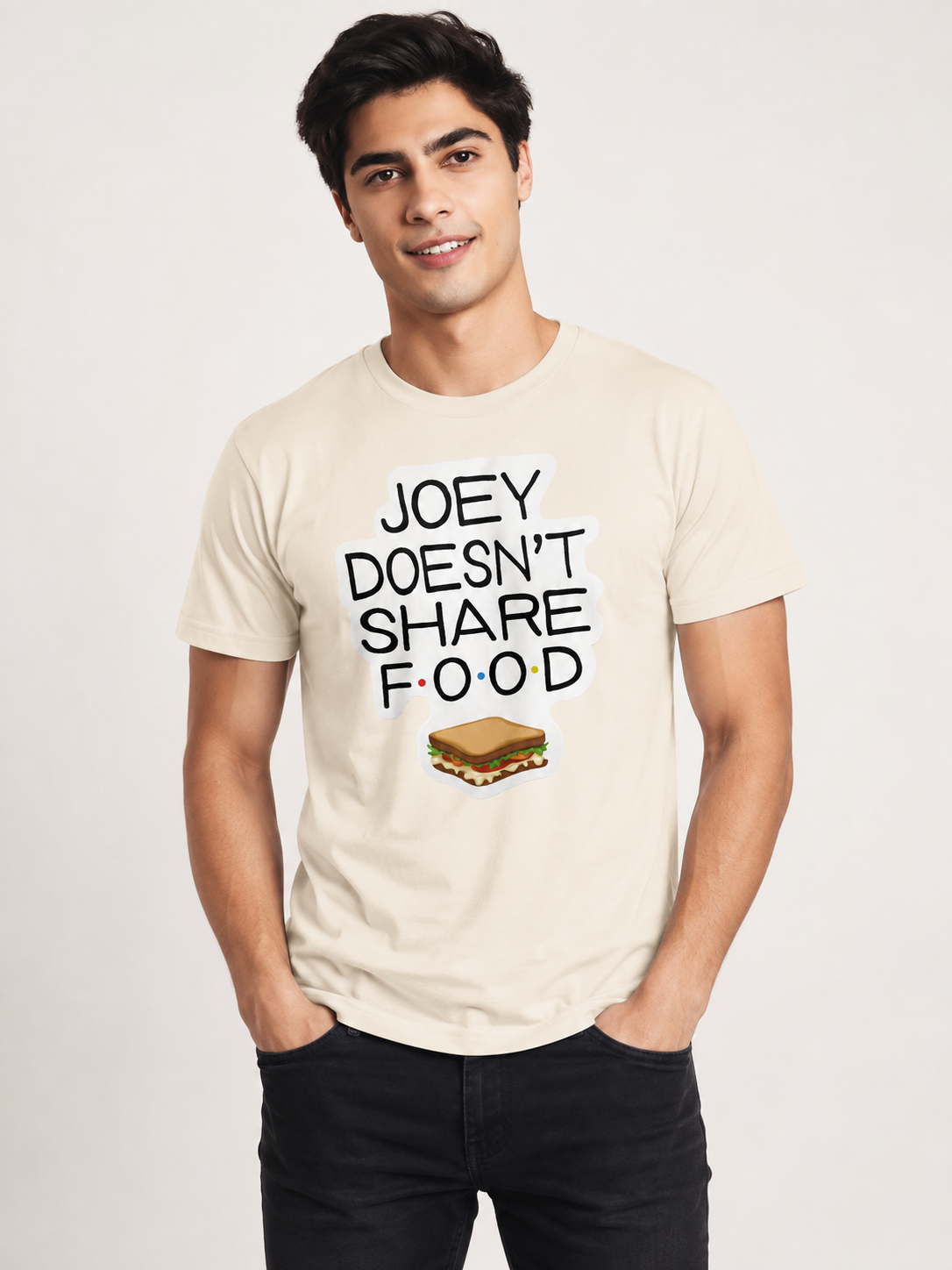 No Sharing Printed Round Neck Regular Pre-customized Tshirt for Men
