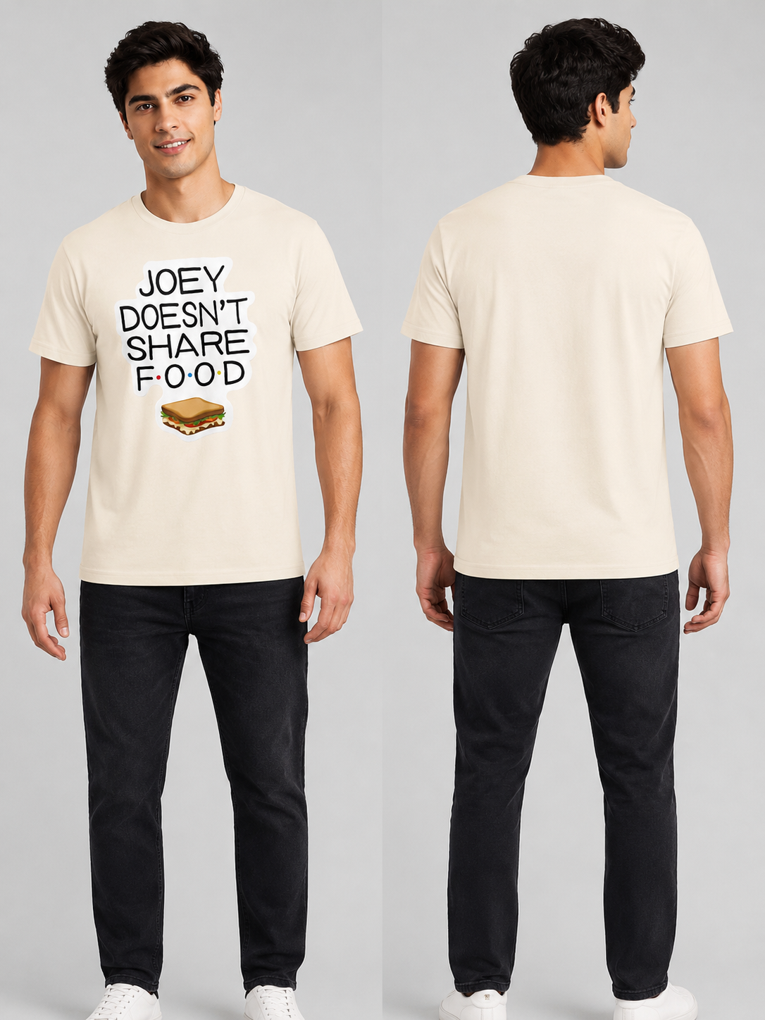 No Sharing Printed Round Neck Regular Pre-customized Tshirt for Men