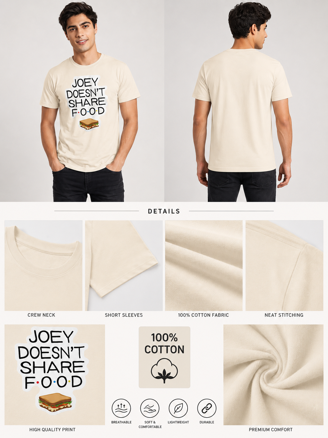 No Sharing Printed Round Neck Regular Pre-customized Tshirt for Men