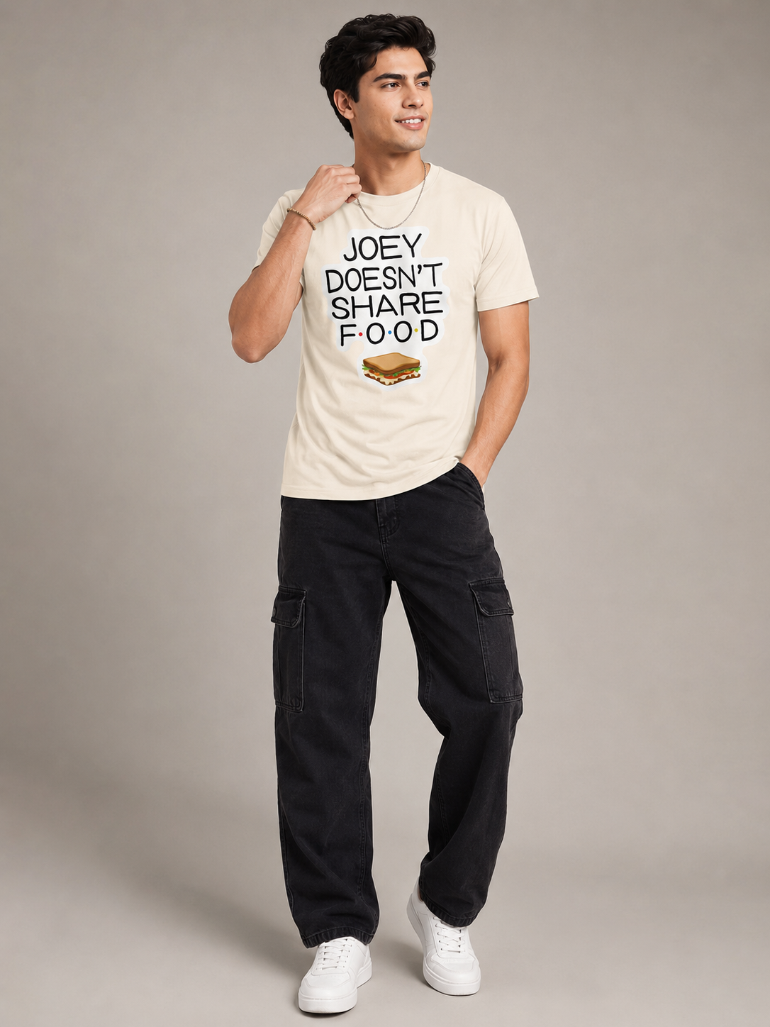 No Sharing Printed Round Neck Regular Pre-customized Tshirt for Men