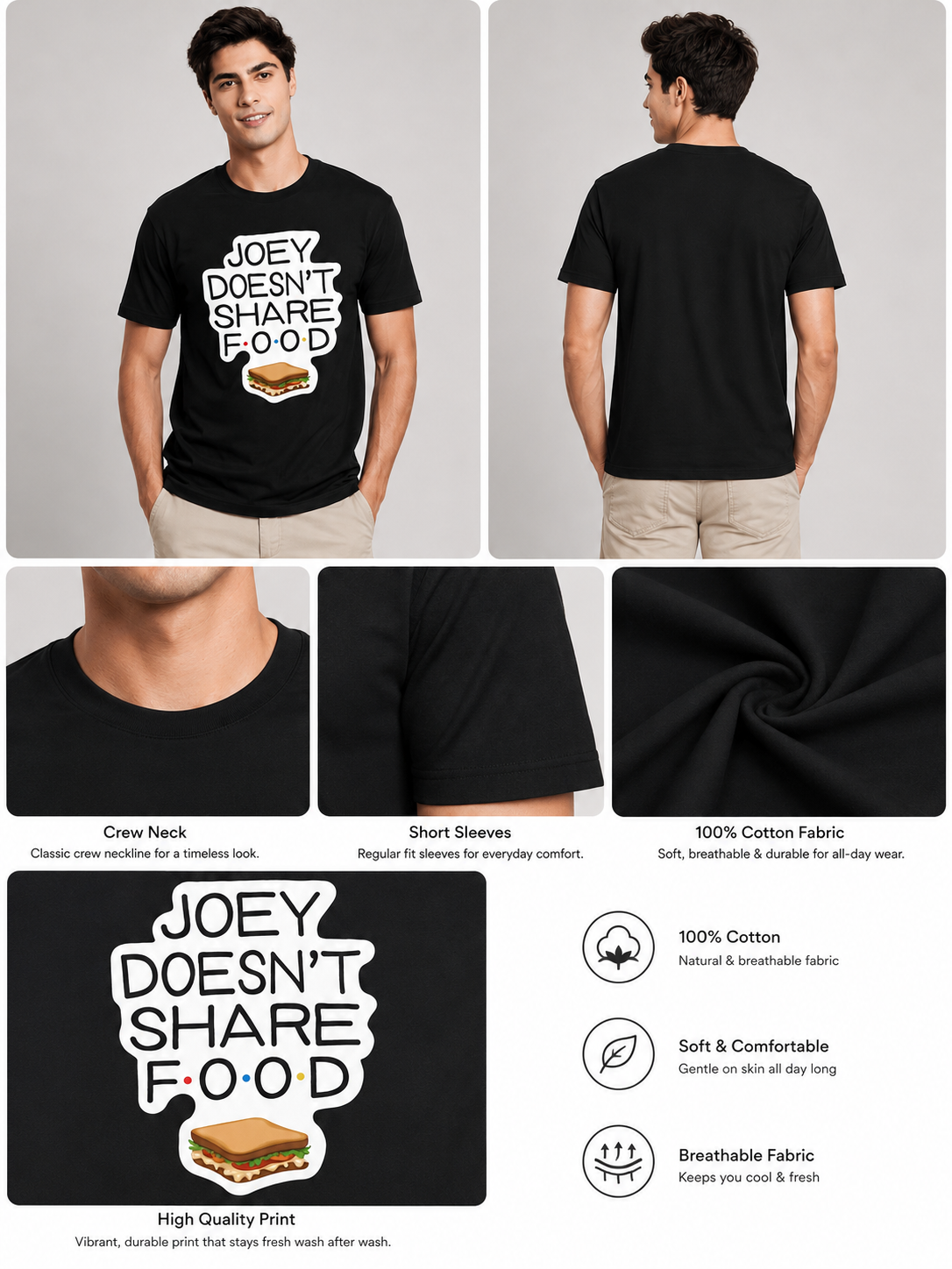 No Sharing Printed Round Neck Regular Pre-customized Tshirt for Men