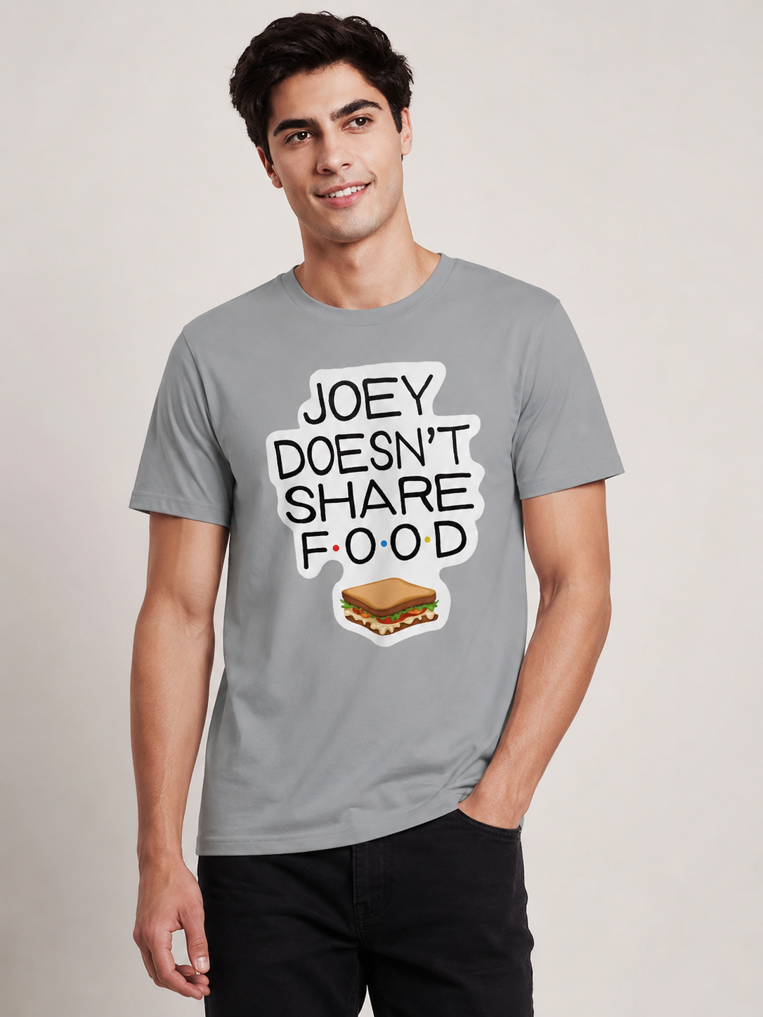 No Sharing Printed Round Neck Regular Pre-customized Tshirt for Men