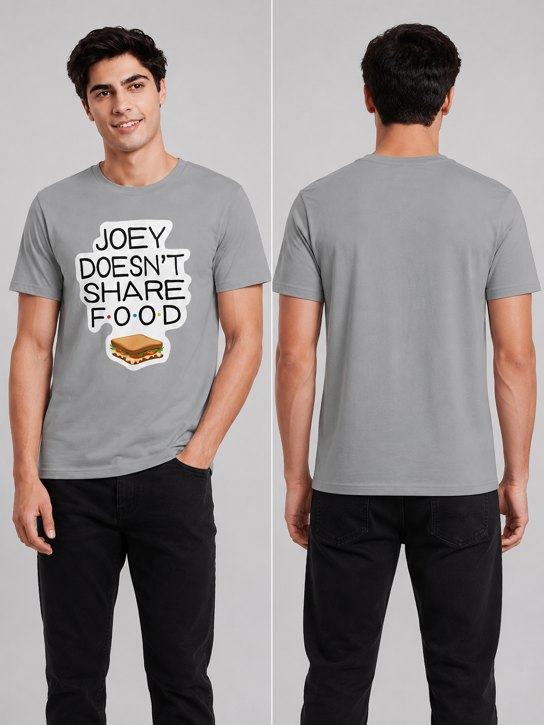 No Sharing Printed Round Neck Regular Pre-customized Tshirt for Men