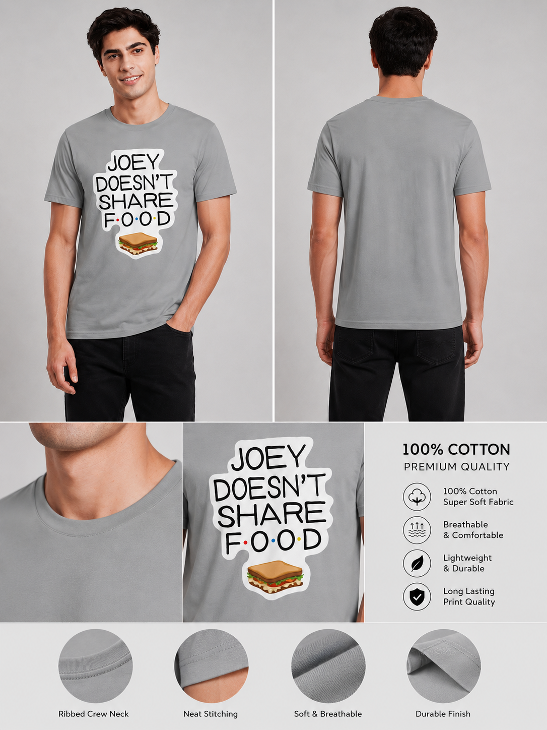 No Sharing Printed Round Neck Regular Pre-customized Tshirt for Men