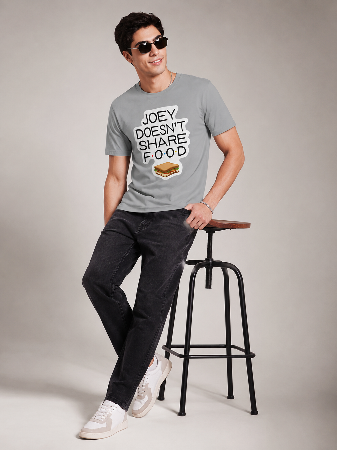 No Sharing Printed Round Neck Regular Pre-customized Tshirt for Men