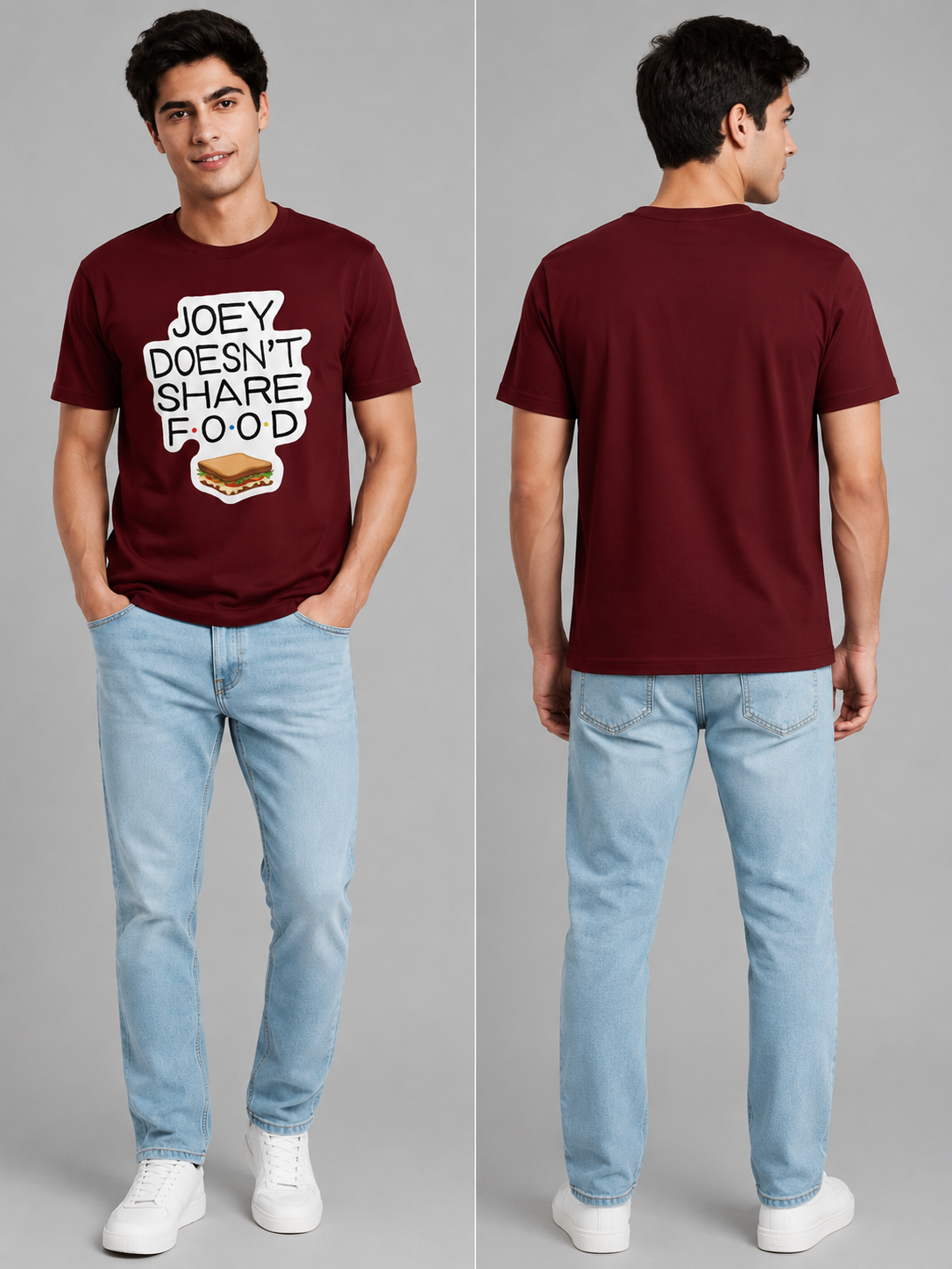 No Sharing Printed Round Neck Regular Pre-customized Tshirt for Men