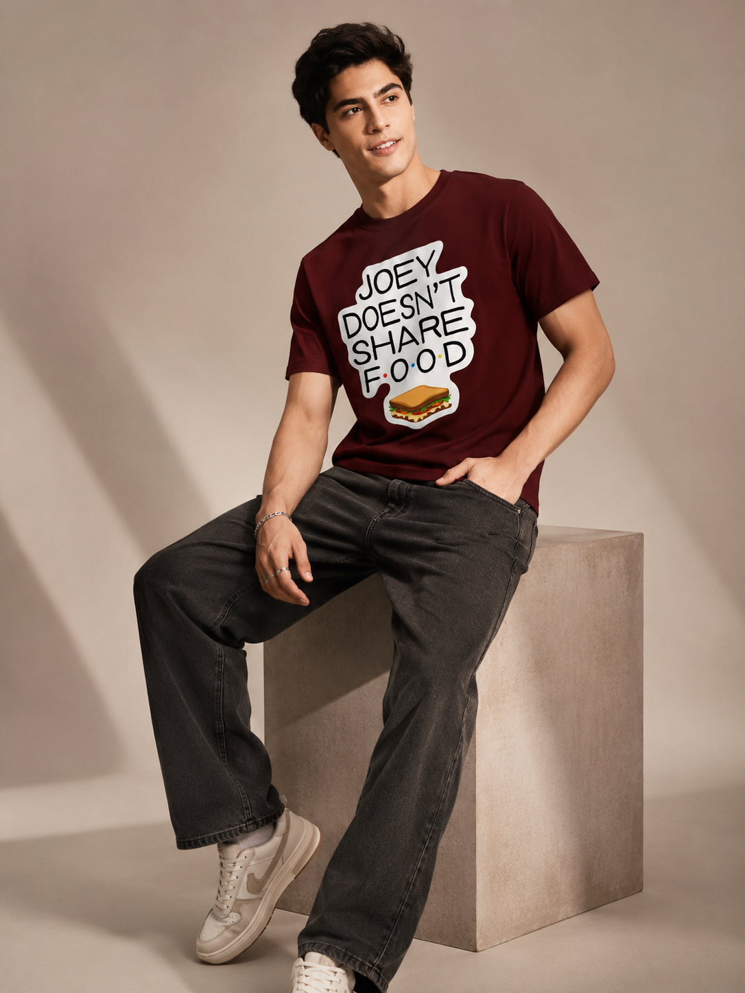 No Sharing Printed Round Neck Regular Pre-customized Tshirt for Men